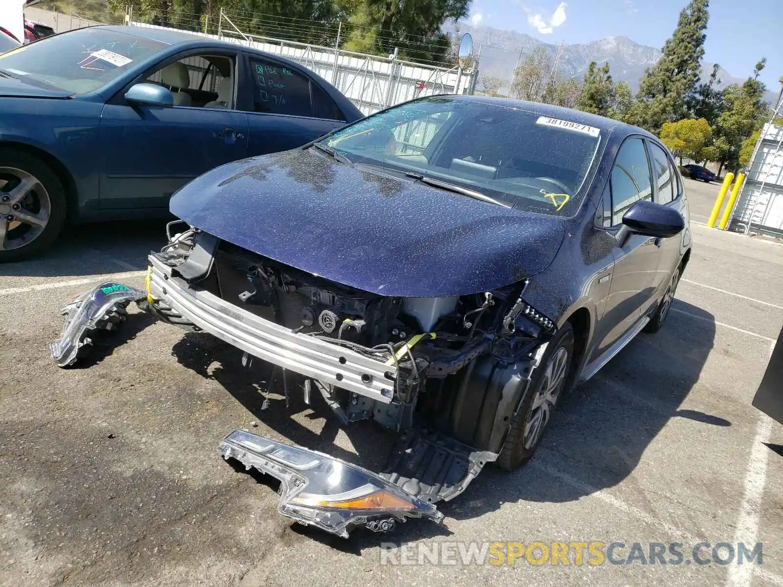 2 Photograph of a damaged car JTDEBRBE0LJ011592 TOYOTA COROLLA 2020