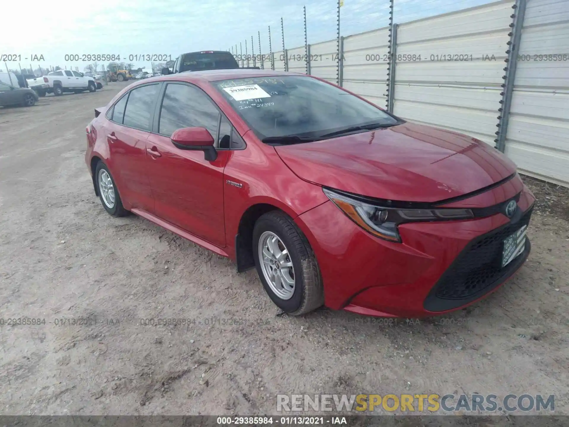 1 Photograph of a damaged car JTDEBRBE0LJ013780 TOYOTA COROLLA 2020