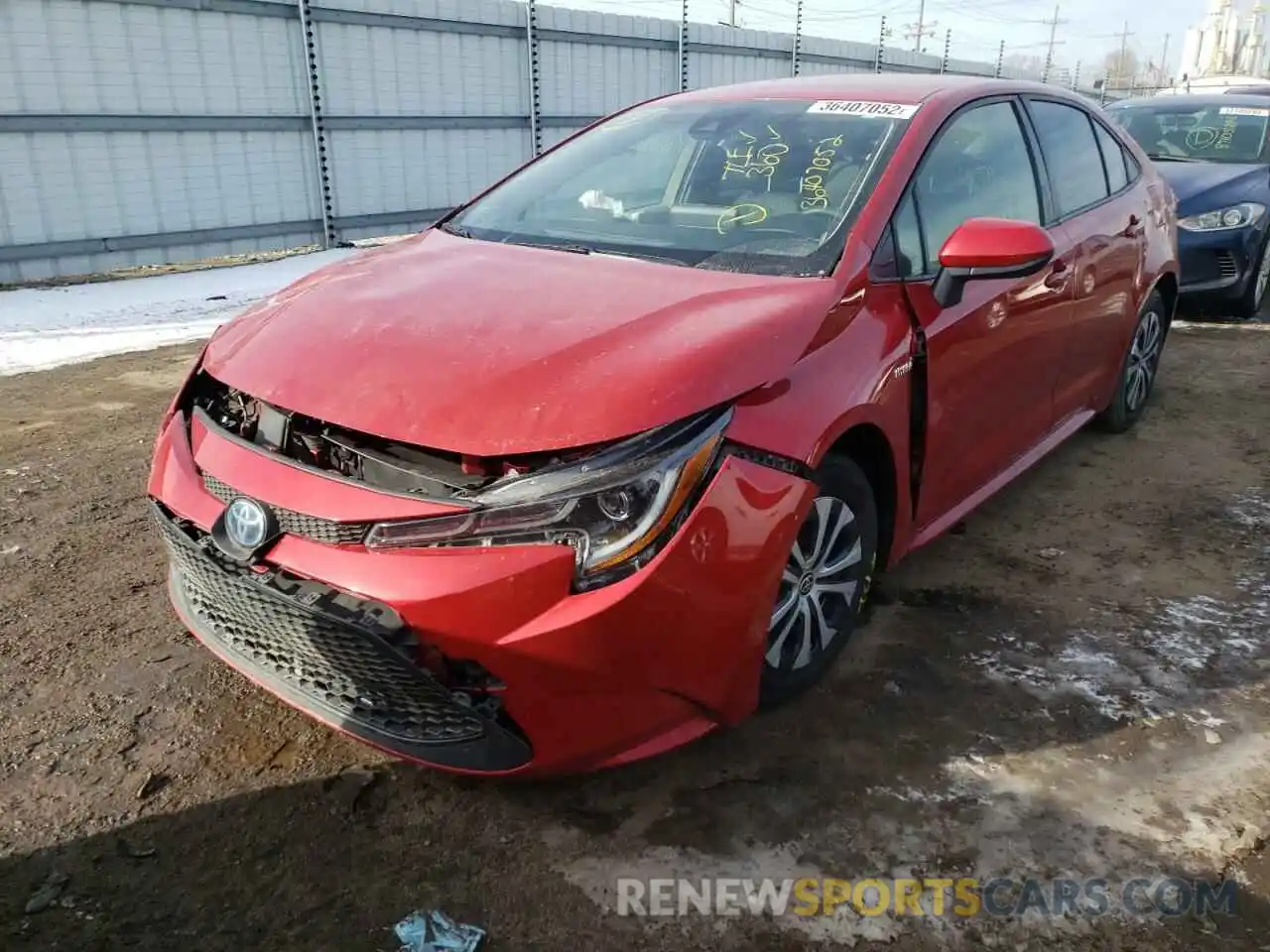 2 Photograph of a damaged car JTDEBRBE0LJ019322 TOYOTA COROLLA 2020