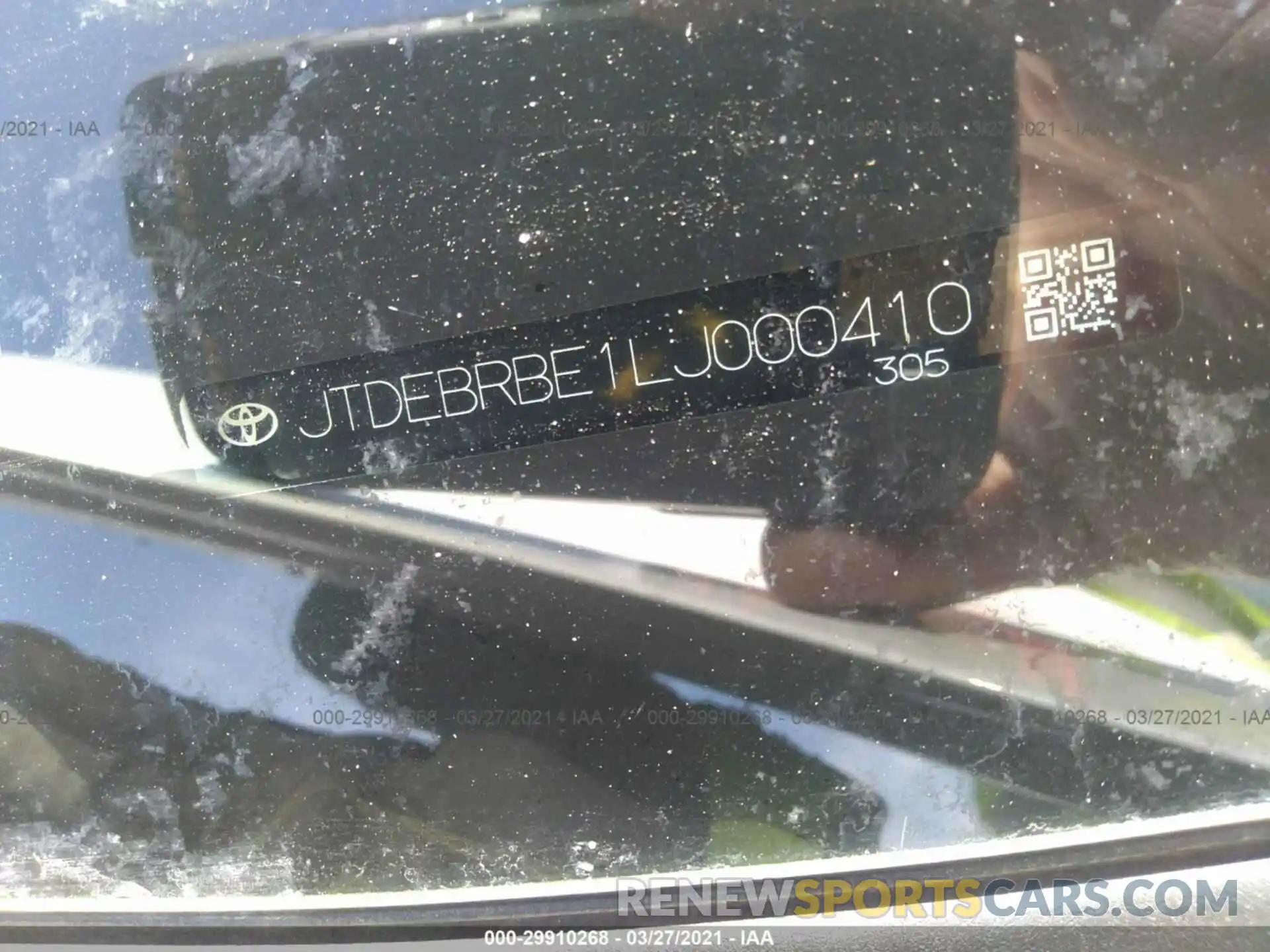 9 Photograph of a damaged car JTDEBRBE1LJ000410 TOYOTA COROLLA 2020