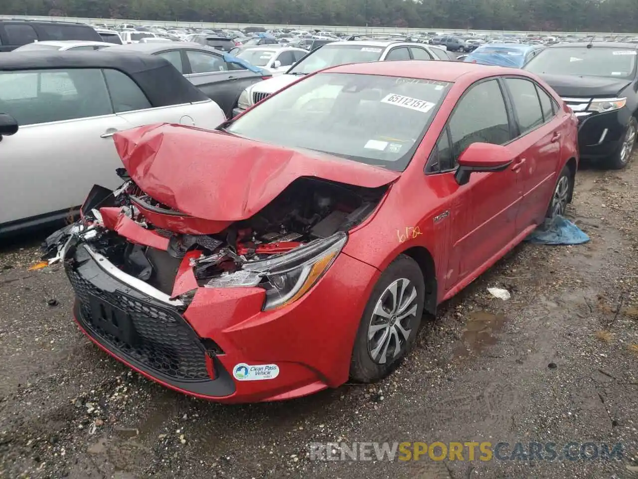 2 Photograph of a damaged car JTDEBRBE1LJ013433 TOYOTA COROLLA 2020