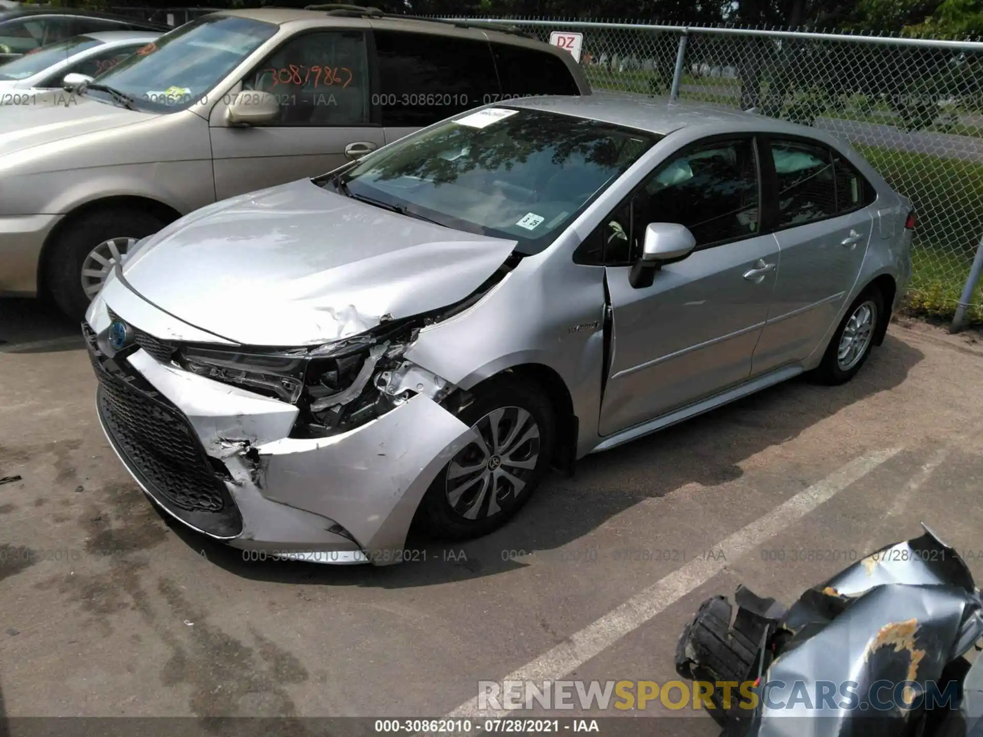 2 Photograph of a damaged car JTDEBRBE3LJ009125 TOYOTA COROLLA 2020