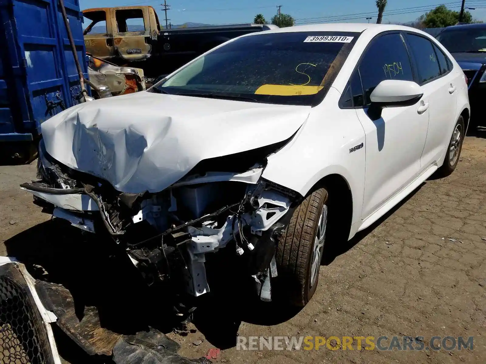 2 Photograph of a damaged car JTDEBRBE3LJ017919 TOYOTA COROLLA 2020