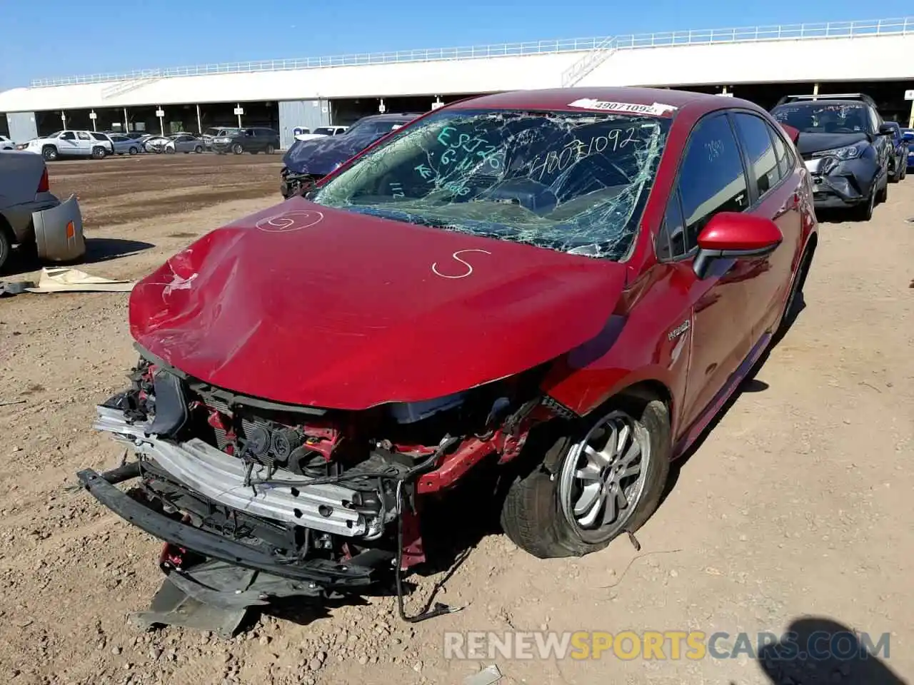 2 Photograph of a damaged car JTDEBRBE3LJ021887 TOYOTA COROLLA 2020