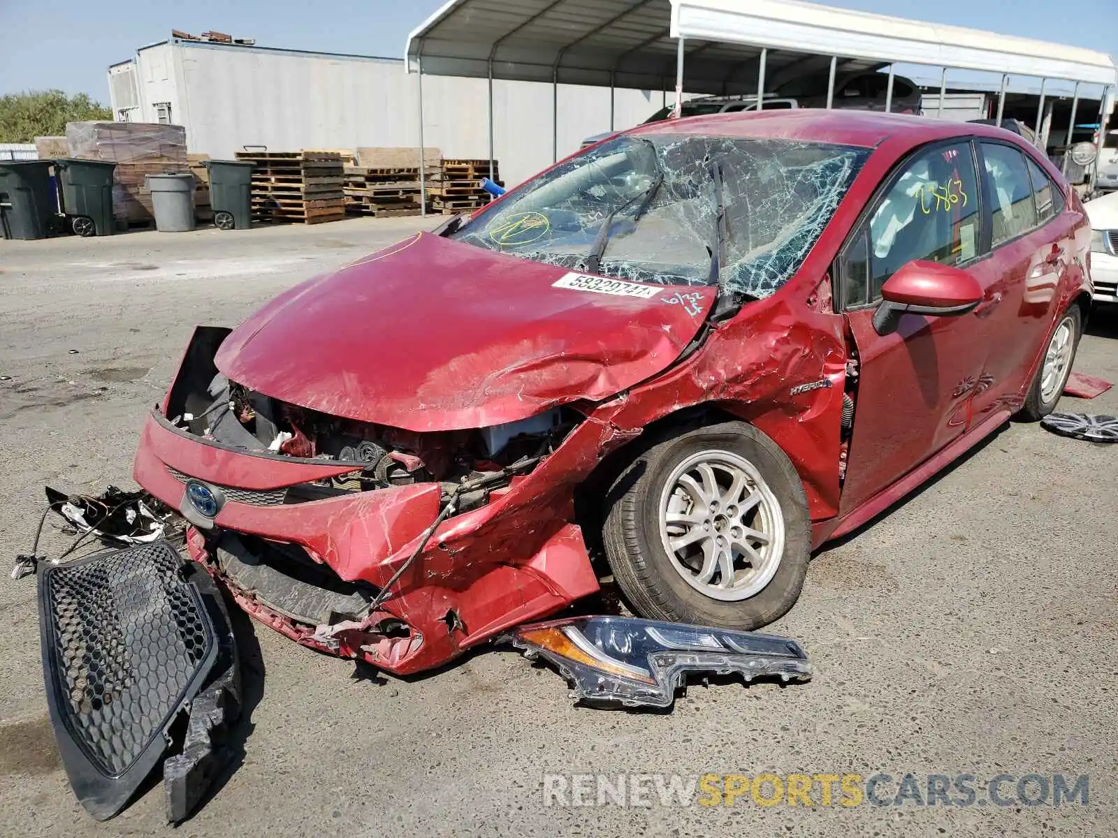 2 Photograph of a damaged car JTDEBRBE3LJ024238 TOYOTA COROLLA 2020