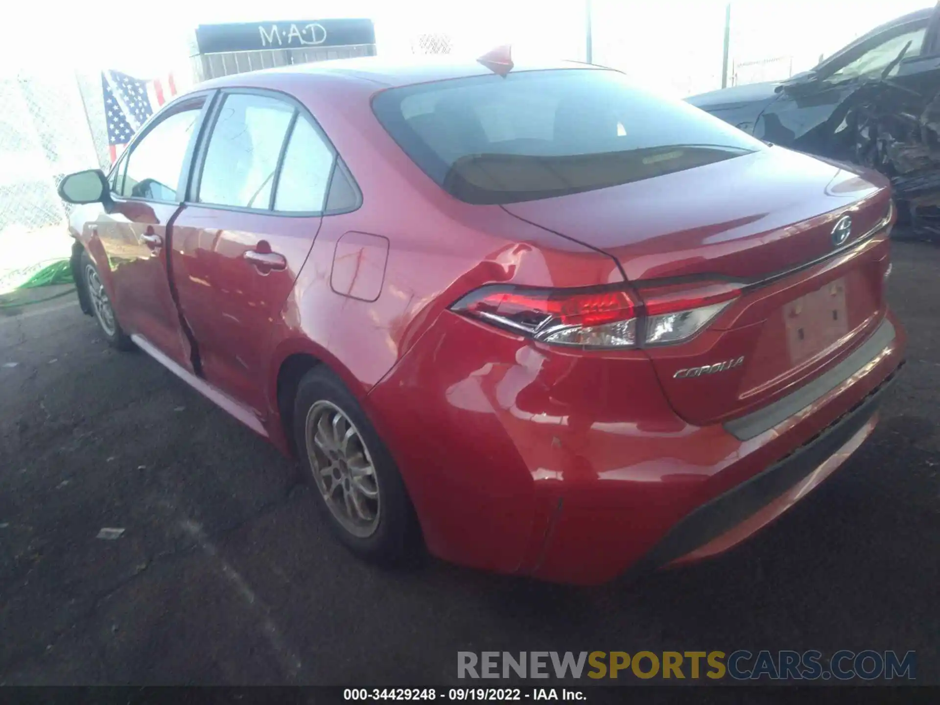 3 Photograph of a damaged car JTDEBRBE3LJ028239 TOYOTA COROLLA 2020