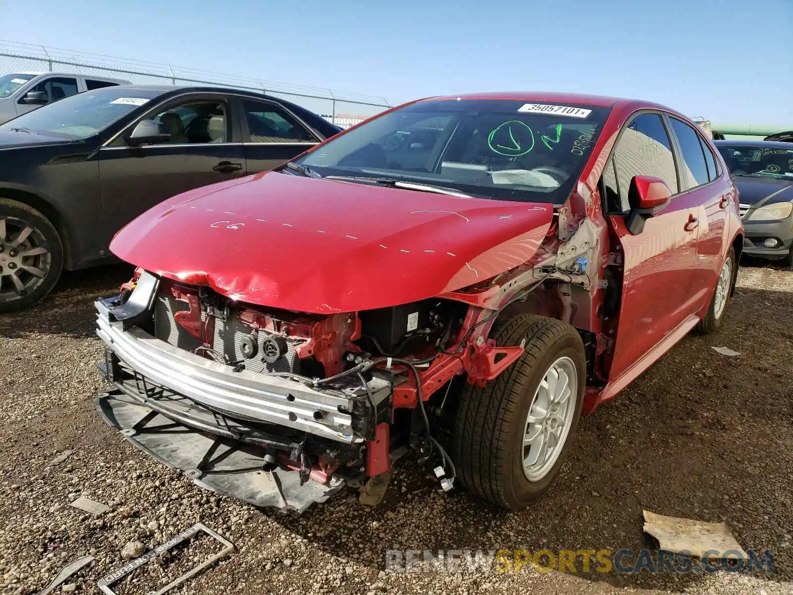 2 Photograph of a damaged car JTDEBRBE3LJ028841 TOYOTA COROLLA 2020