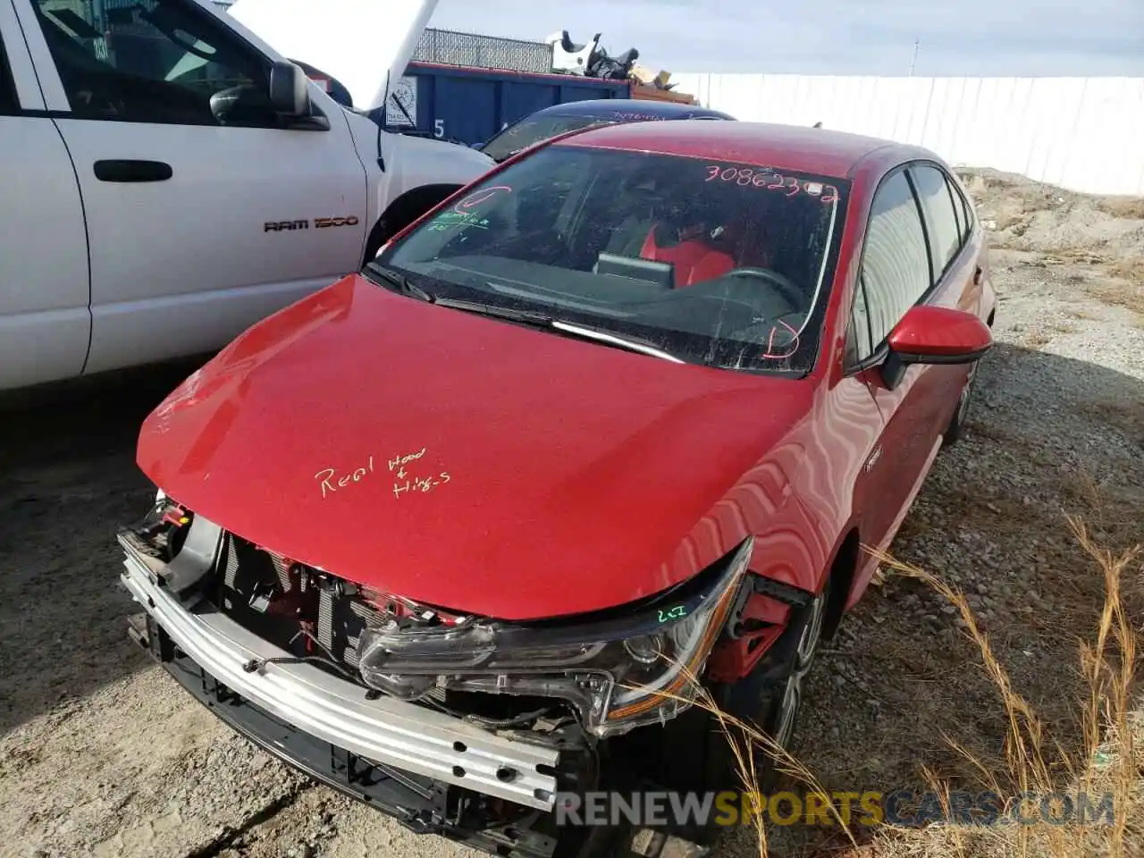 2 Photograph of a damaged car JTDEBRBE4LJ012132 TOYOTA COROLLA 2020