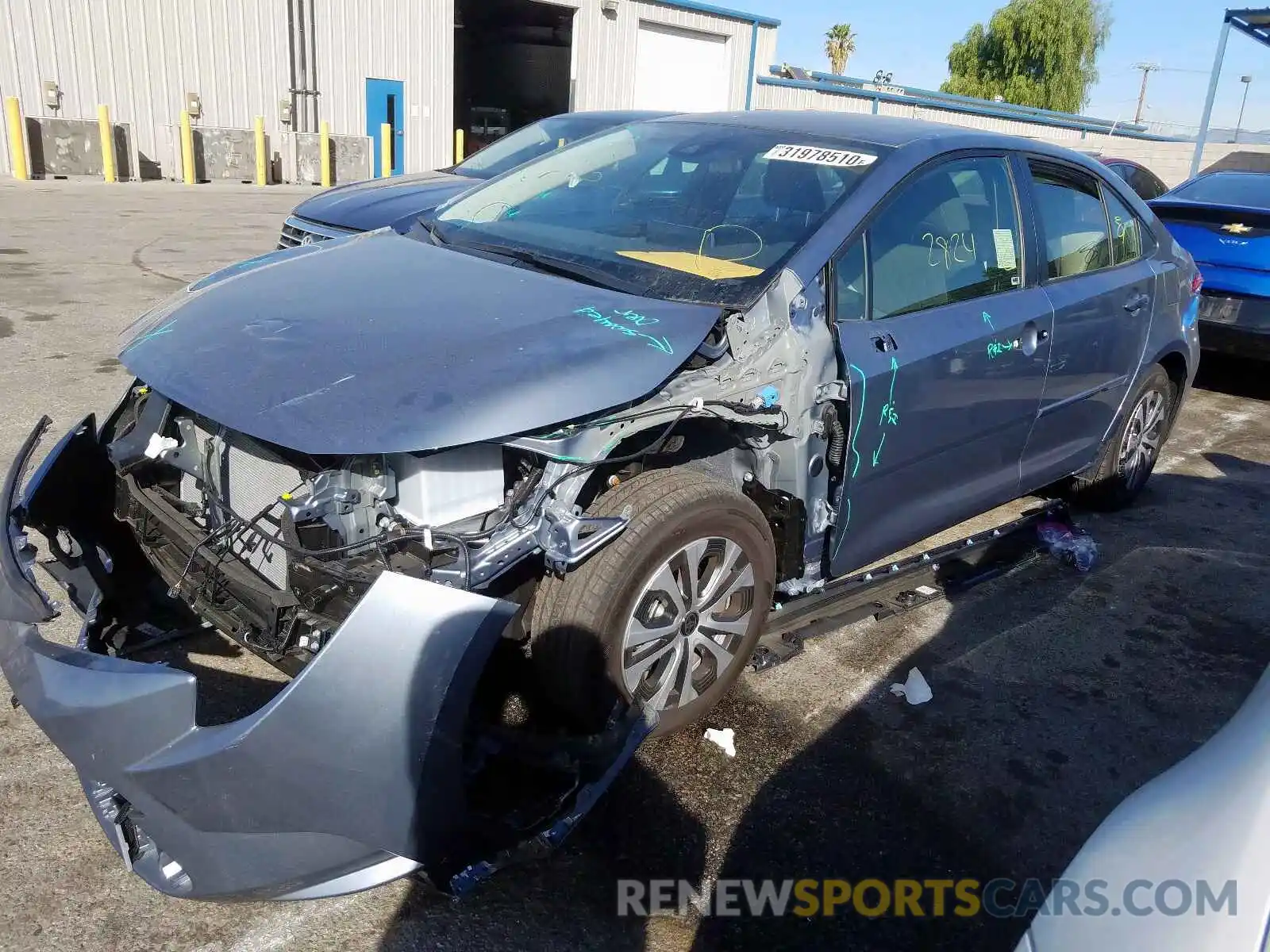 2 Photograph of a damaged car JTDEBRBE5LJ021874 TOYOTA COROLLA 2020