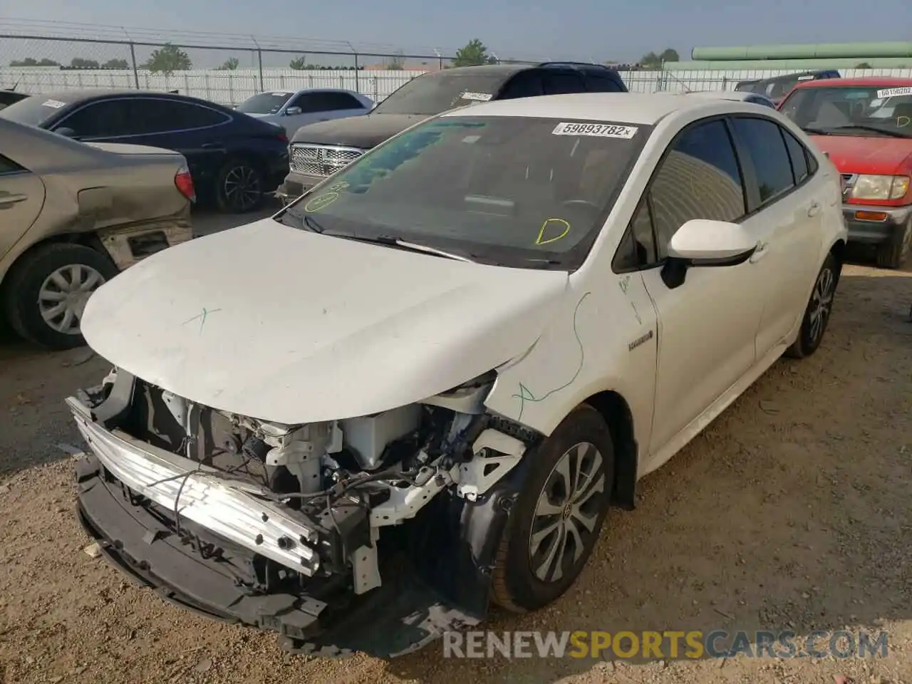 2 Photograph of a damaged car JTDEBRBE6LJ013394 TOYOTA COROLLA 2020