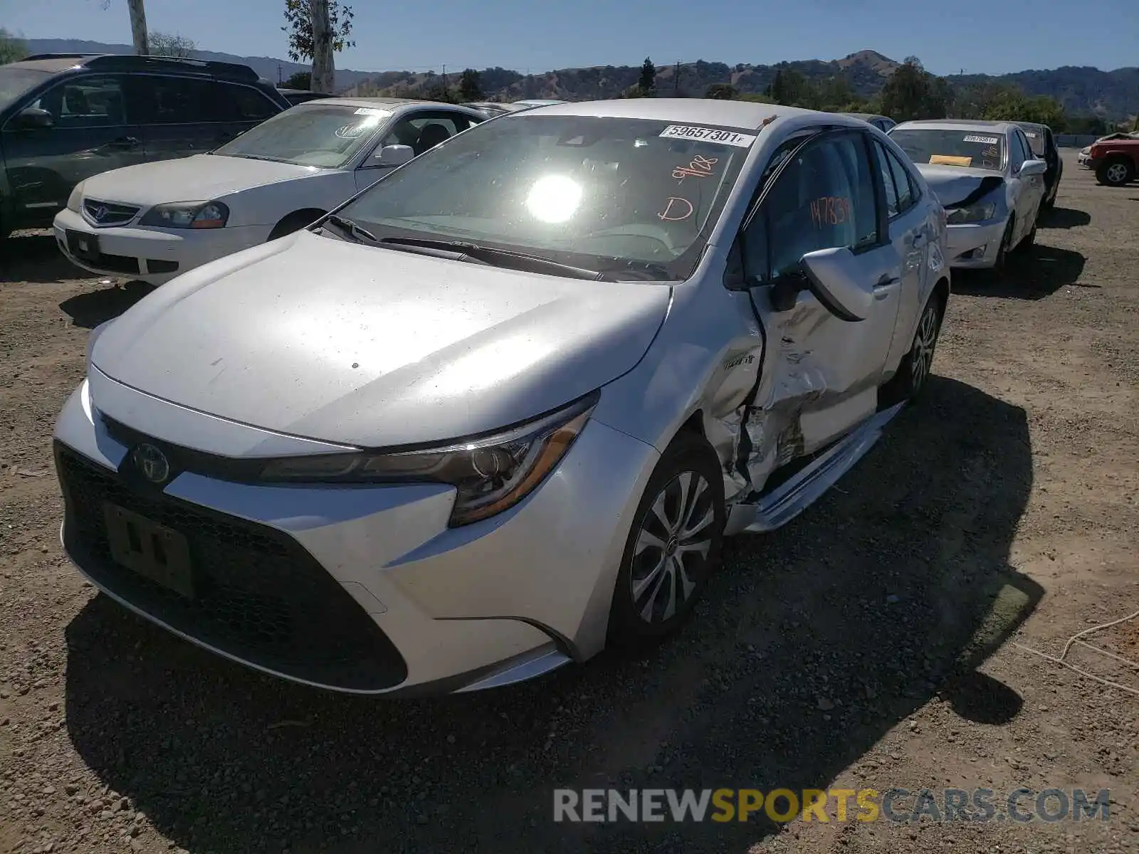 2 Photograph of a damaged car JTDEBRBE8LJ007192 TOYOTA COROLLA 2020