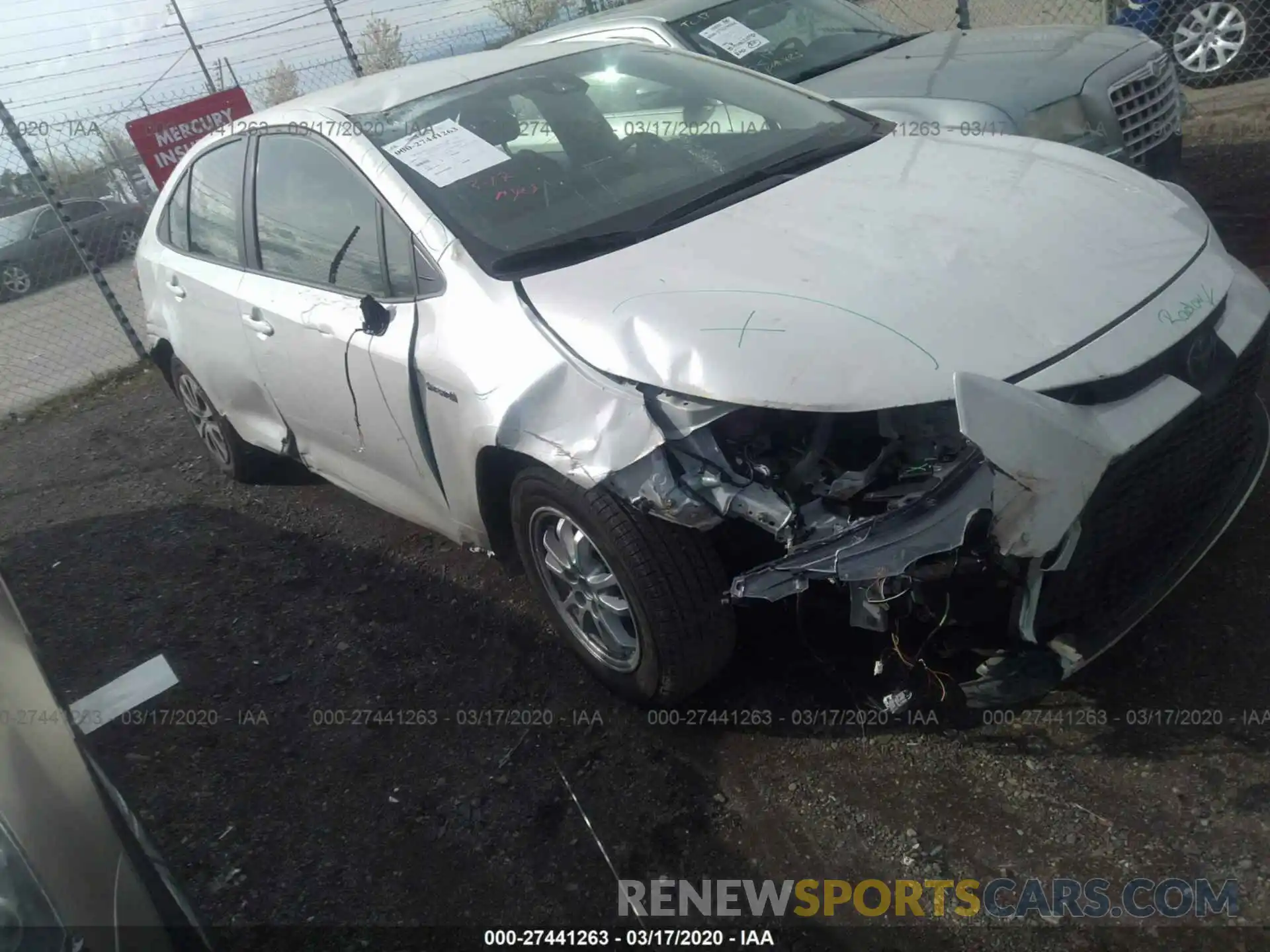 1 Photograph of a damaged car JTDEBRBE8LJ009525 TOYOTA COROLLA 2020