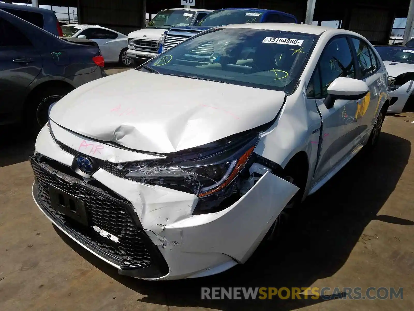 2 Photograph of a damaged car JTDEBRBE8LJ021092 TOYOTA COROLLA 2020