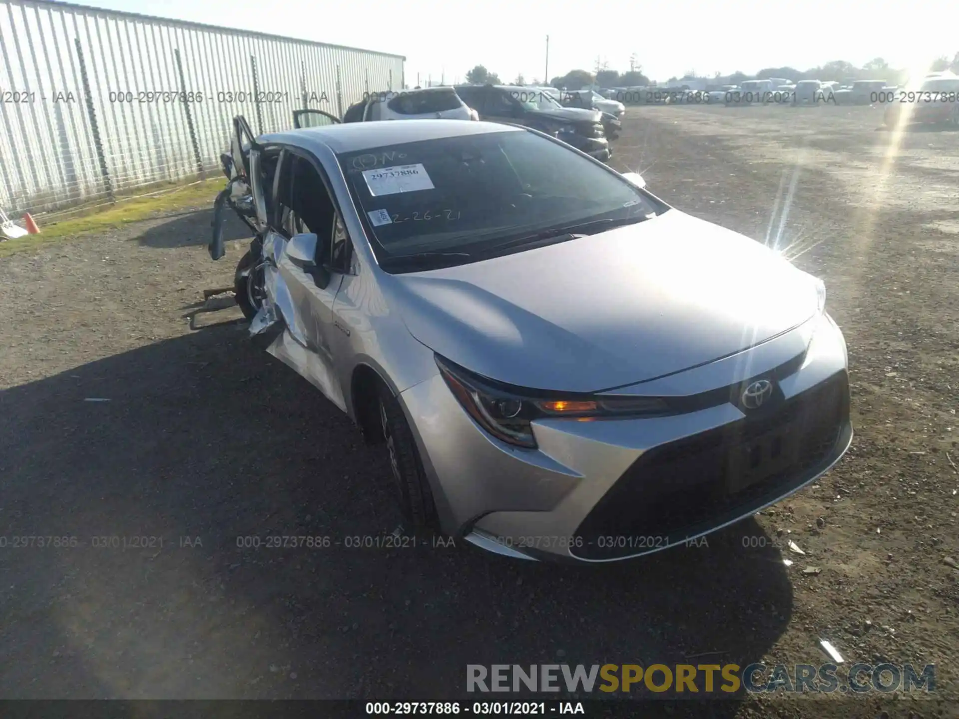 1 Photograph of a damaged car JTDEBRBE9LJ018539 TOYOTA COROLLA 2020