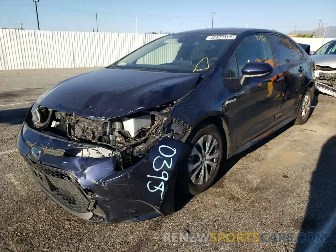 2 Photograph of a damaged car JTDEBRBE9LJ021859 TOYOTA COROLLA 2020