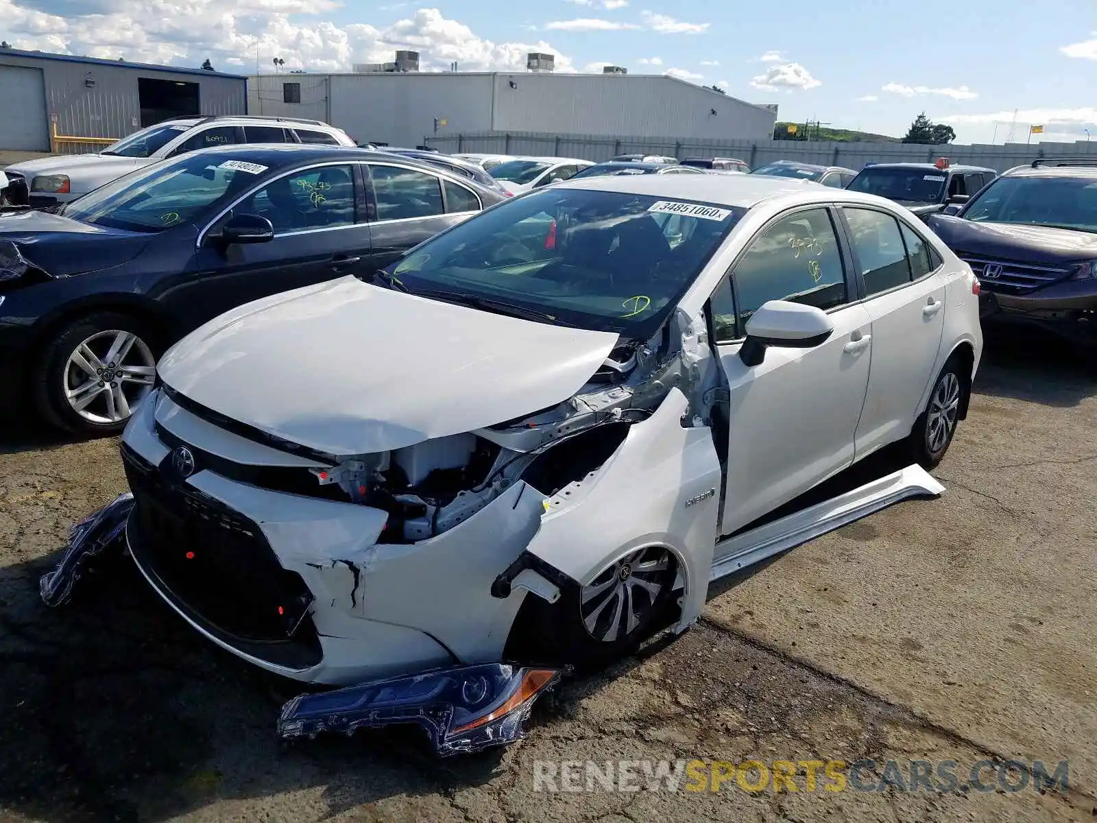 2 Photograph of a damaged car JTDEBRBEXLJ002527 TOYOTA COROLLA 2020