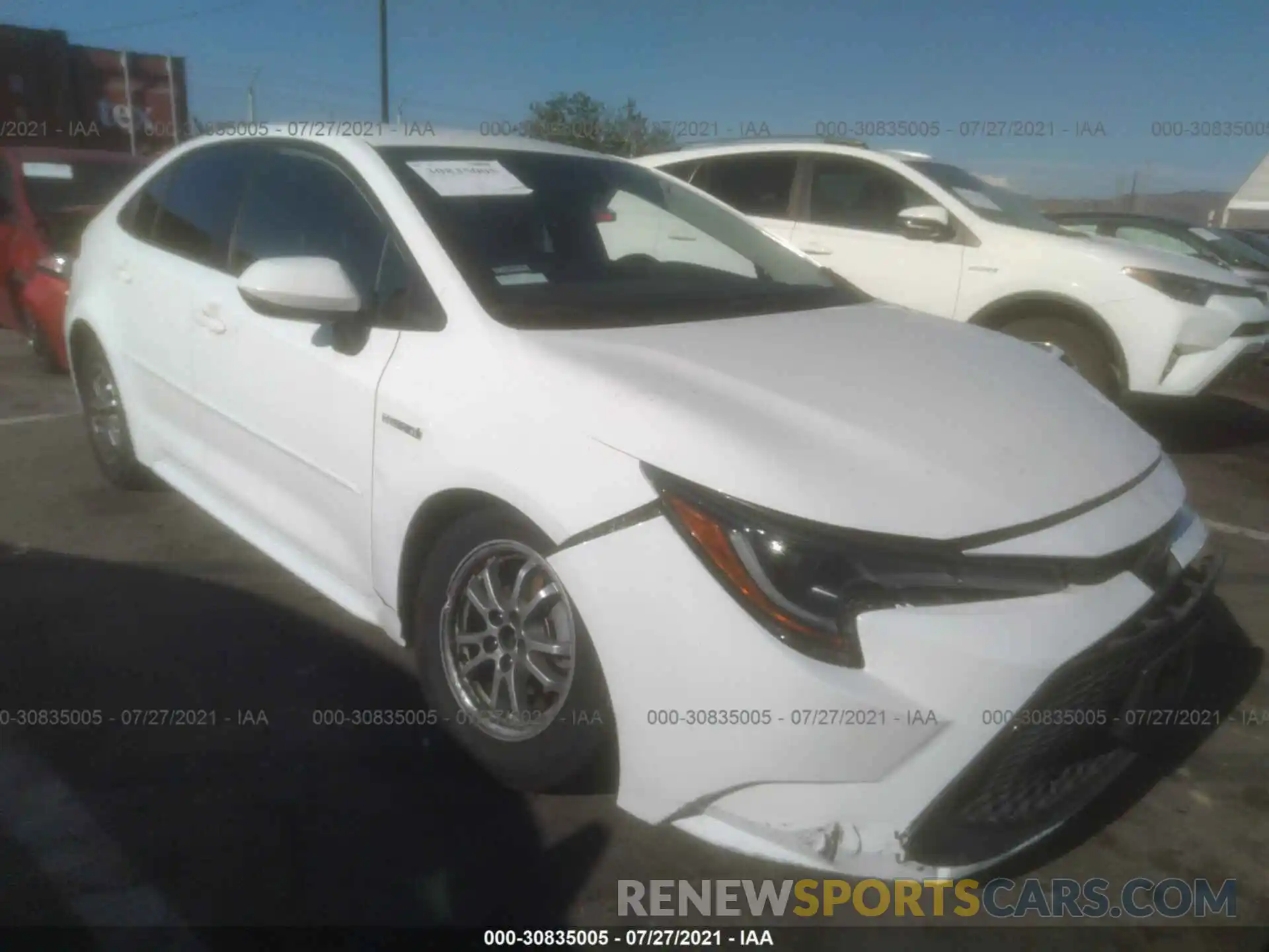 1 Photograph of a damaged car JTDEBRBEXLJ009574 TOYOTA COROLLA 2020