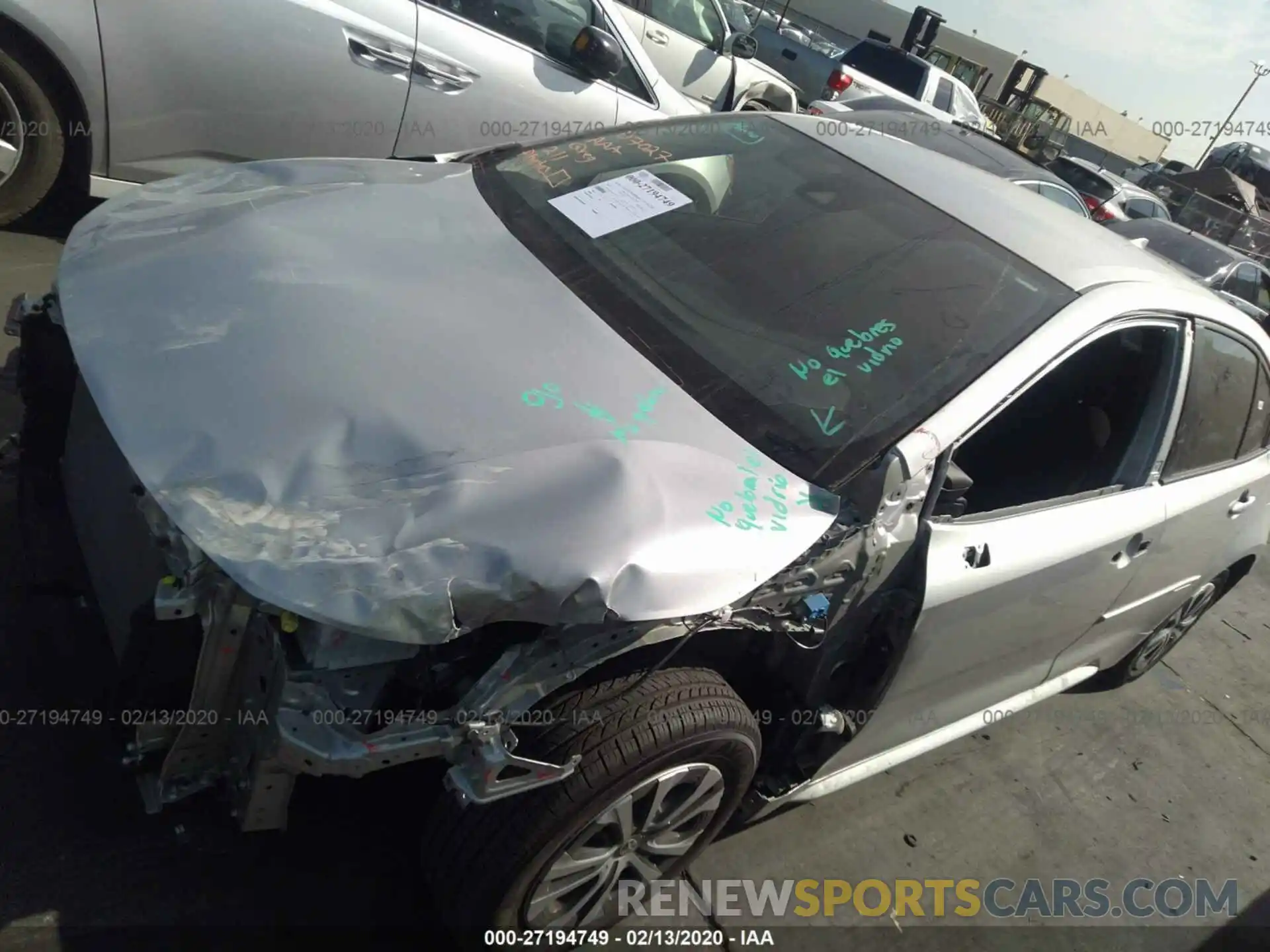 2 Photograph of a damaged car JTDEBRBEXLJ012104 TOYOTA COROLLA 2020