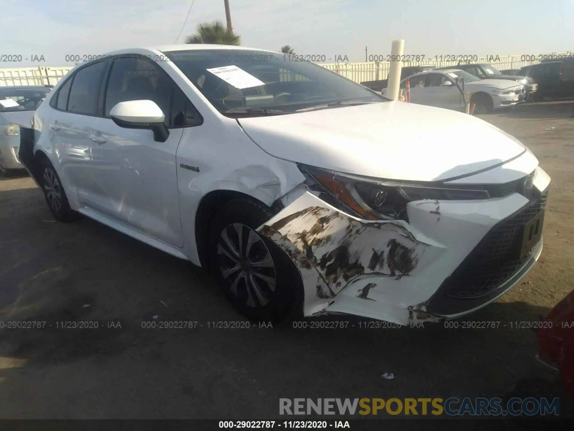 1 Photograph of a damaged car JTDEBRBEXLJ023927 TOYOTA COROLLA 2020