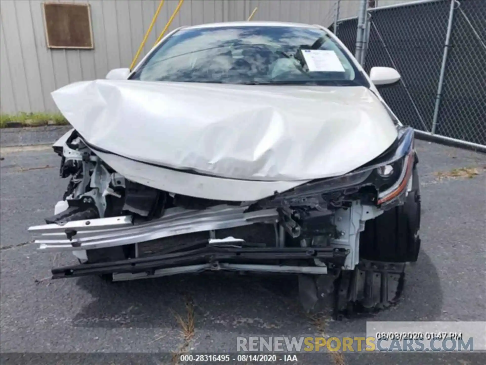 1 Photograph of a damaged car JTDEPRAE0LJ039413 TOYOTA COROLLA 2020