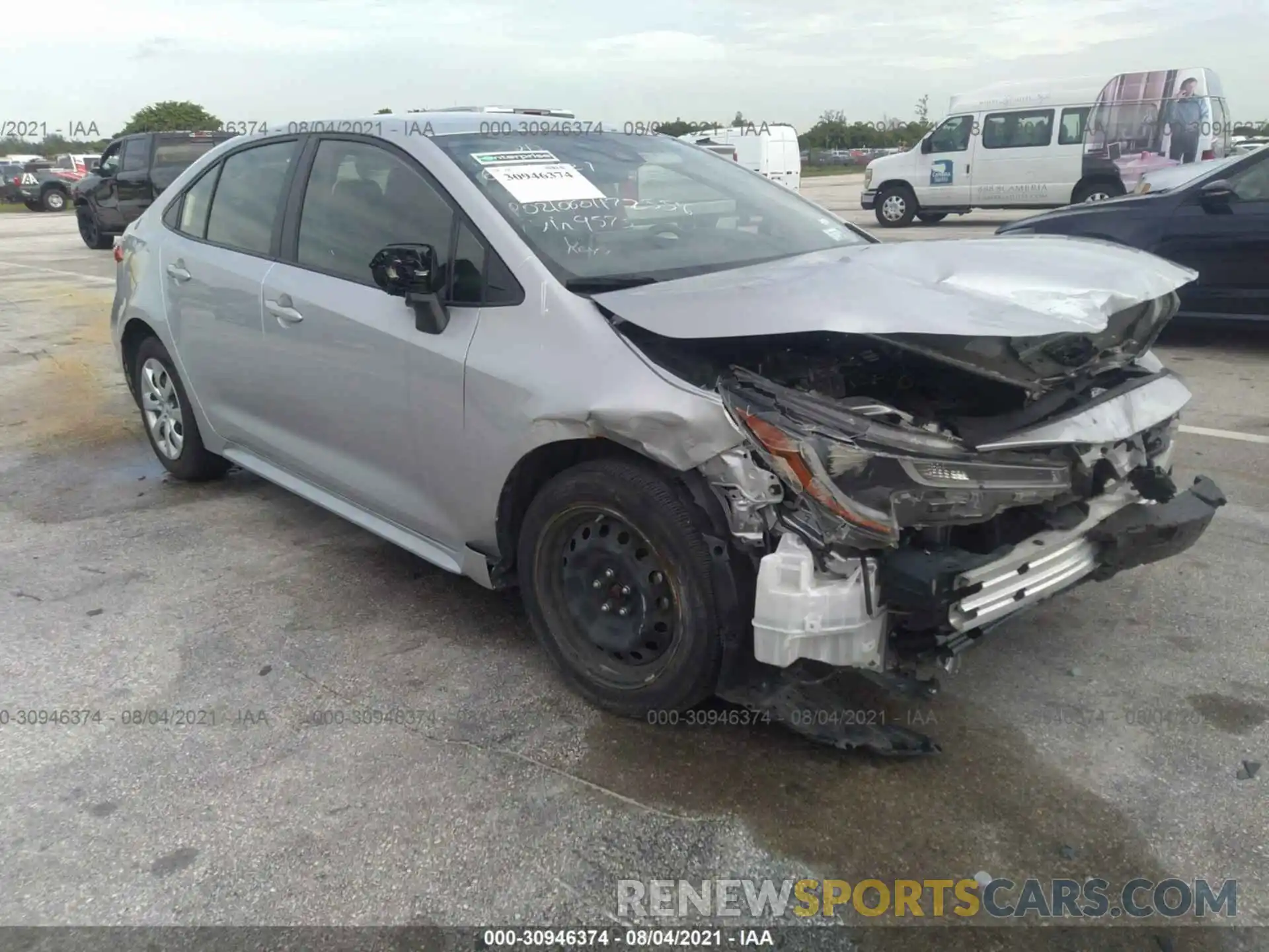 1 Photograph of a damaged car JTDEPRAE0LJ039573 TOYOTA COROLLA 2020