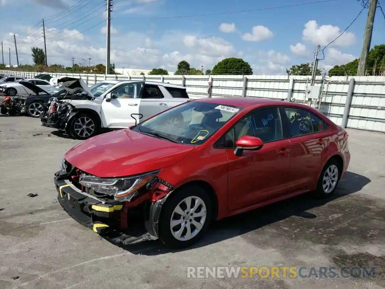 2 Photograph of a damaged car JTDEPRAE0LJ084240 TOYOTA COROLLA 2020