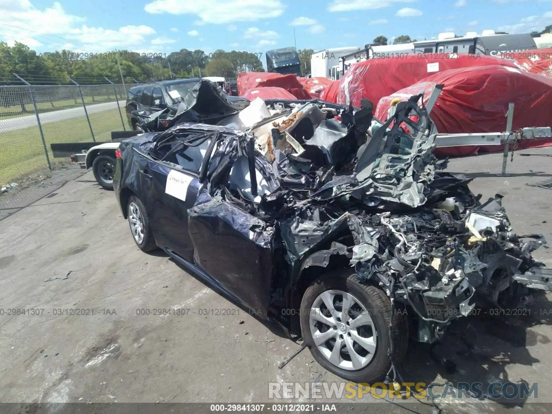 1 Photograph of a damaged car JTDEPRAE0LJ087574 TOYOTA COROLLA 2020