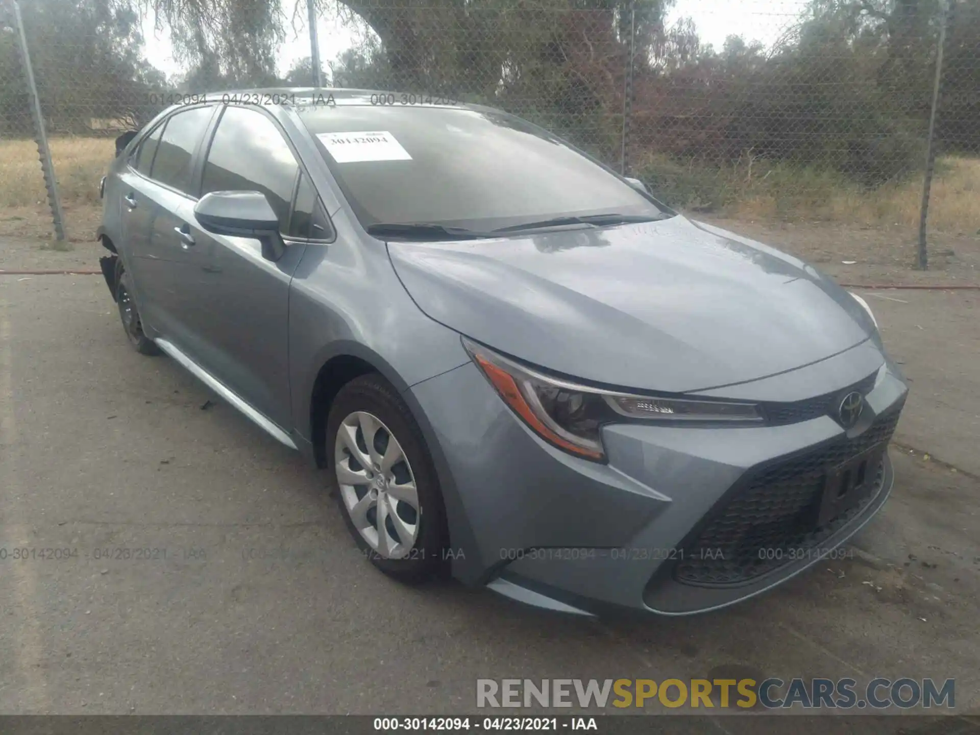 1 Photograph of a damaged car JTDEPRAE0LJ098476 TOYOTA COROLLA 2020