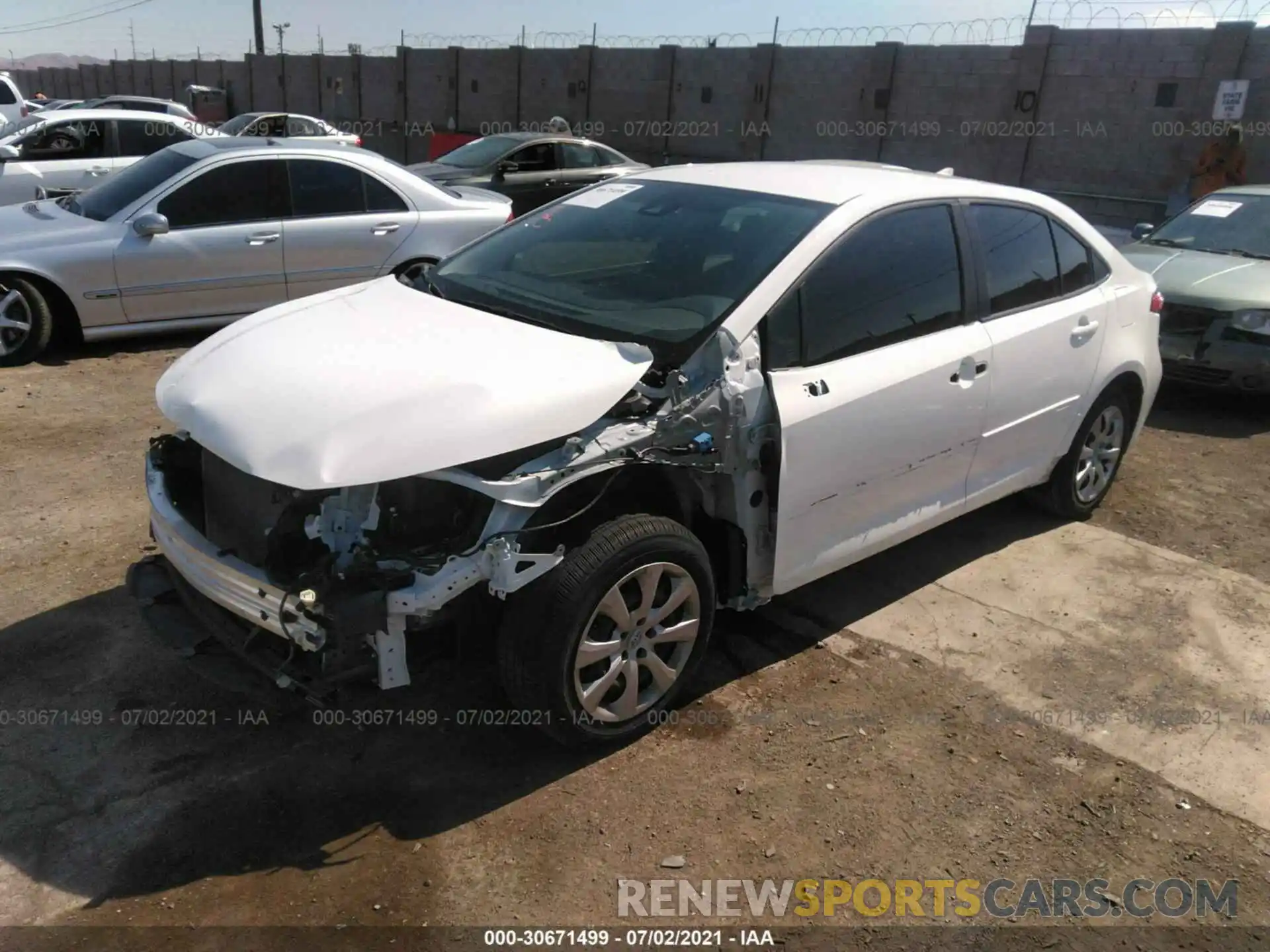 2 Photograph of a damaged car JTDEPRAE0LJ100775 TOYOTA COROLLA 2020