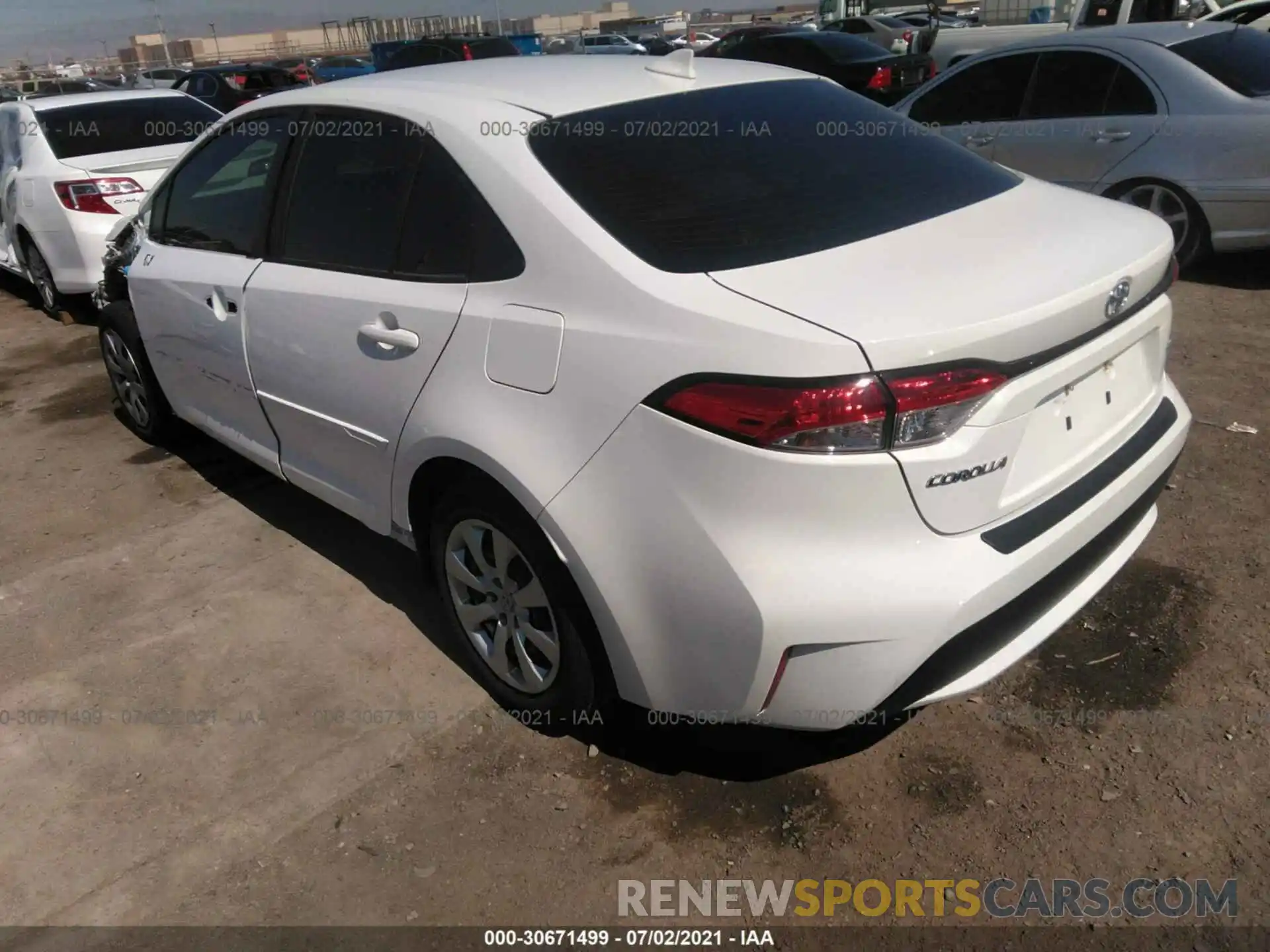 3 Photograph of a damaged car JTDEPRAE0LJ100775 TOYOTA COROLLA 2020