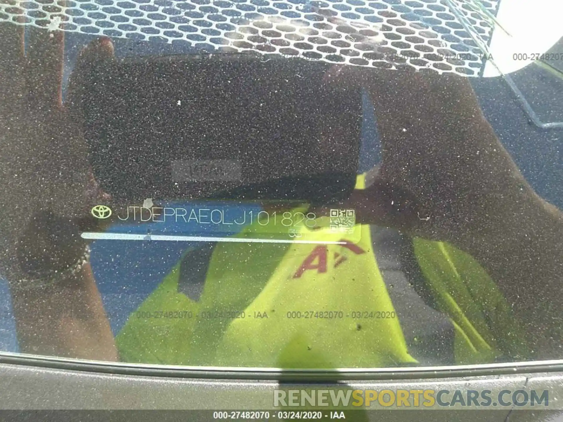 9 Photograph of a damaged car JTDEPRAE0LJ101828 TOYOTA COROLLA 2020
