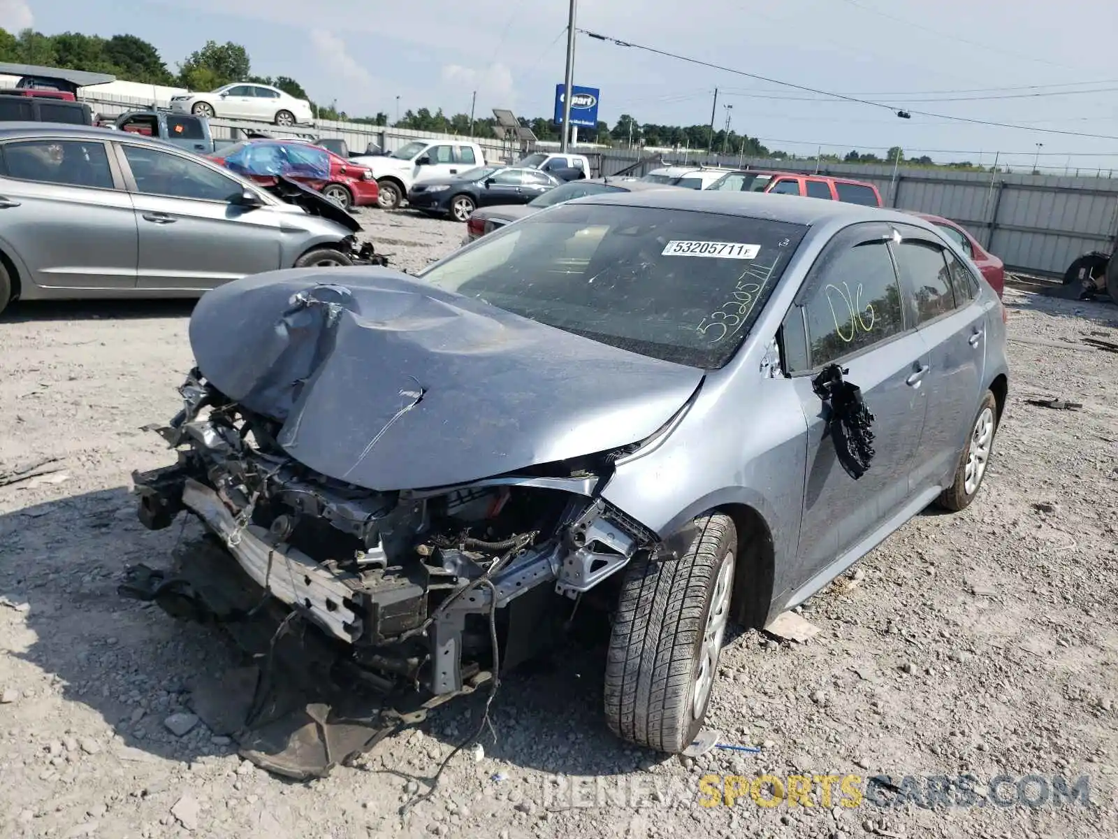 2 Photograph of a damaged car JTDEPRAE1LJ022216 TOYOTA COROLLA 2020