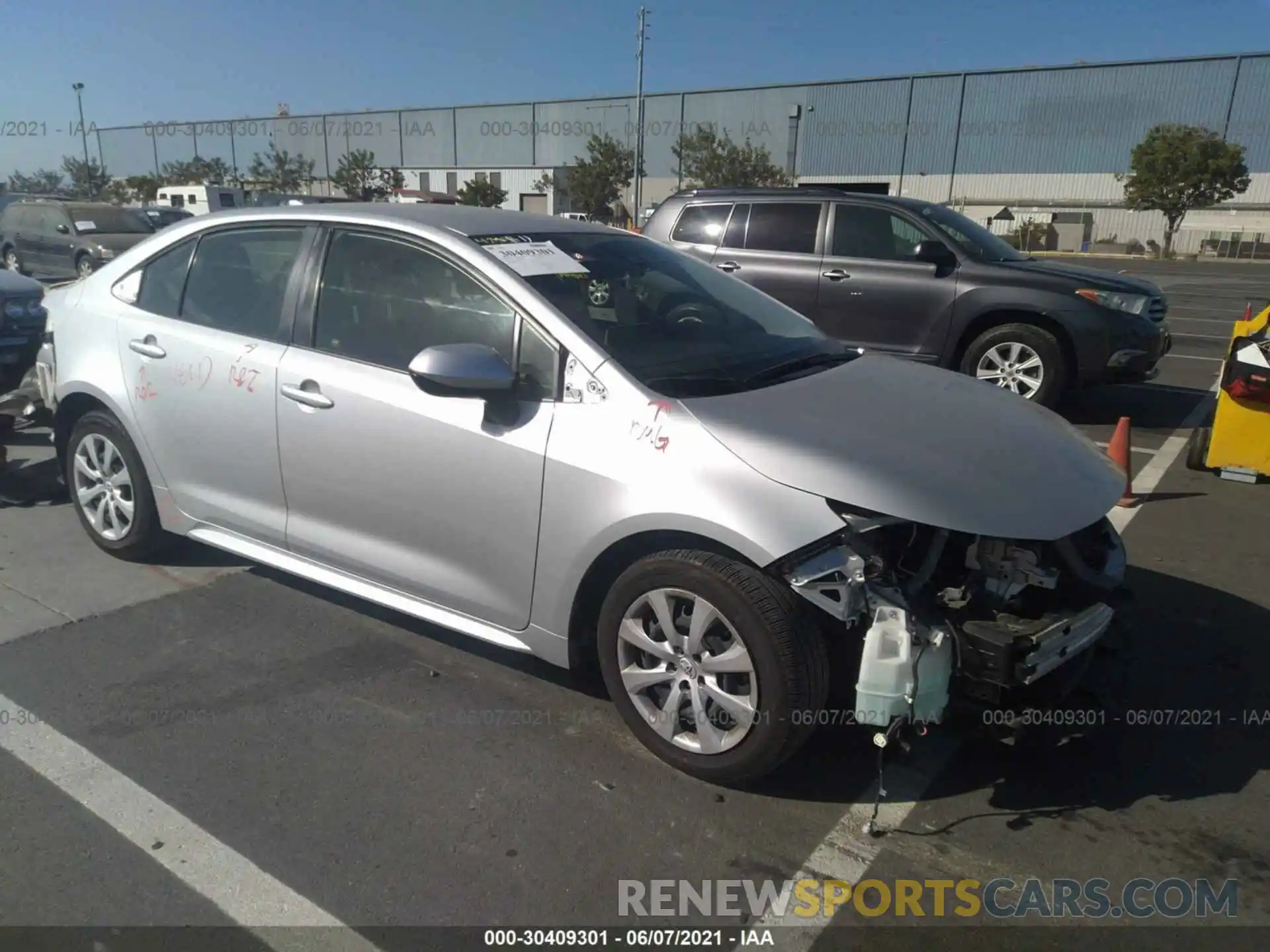 1 Photograph of a damaged car JTDEPRAE1LJ057175 TOYOTA COROLLA 2020