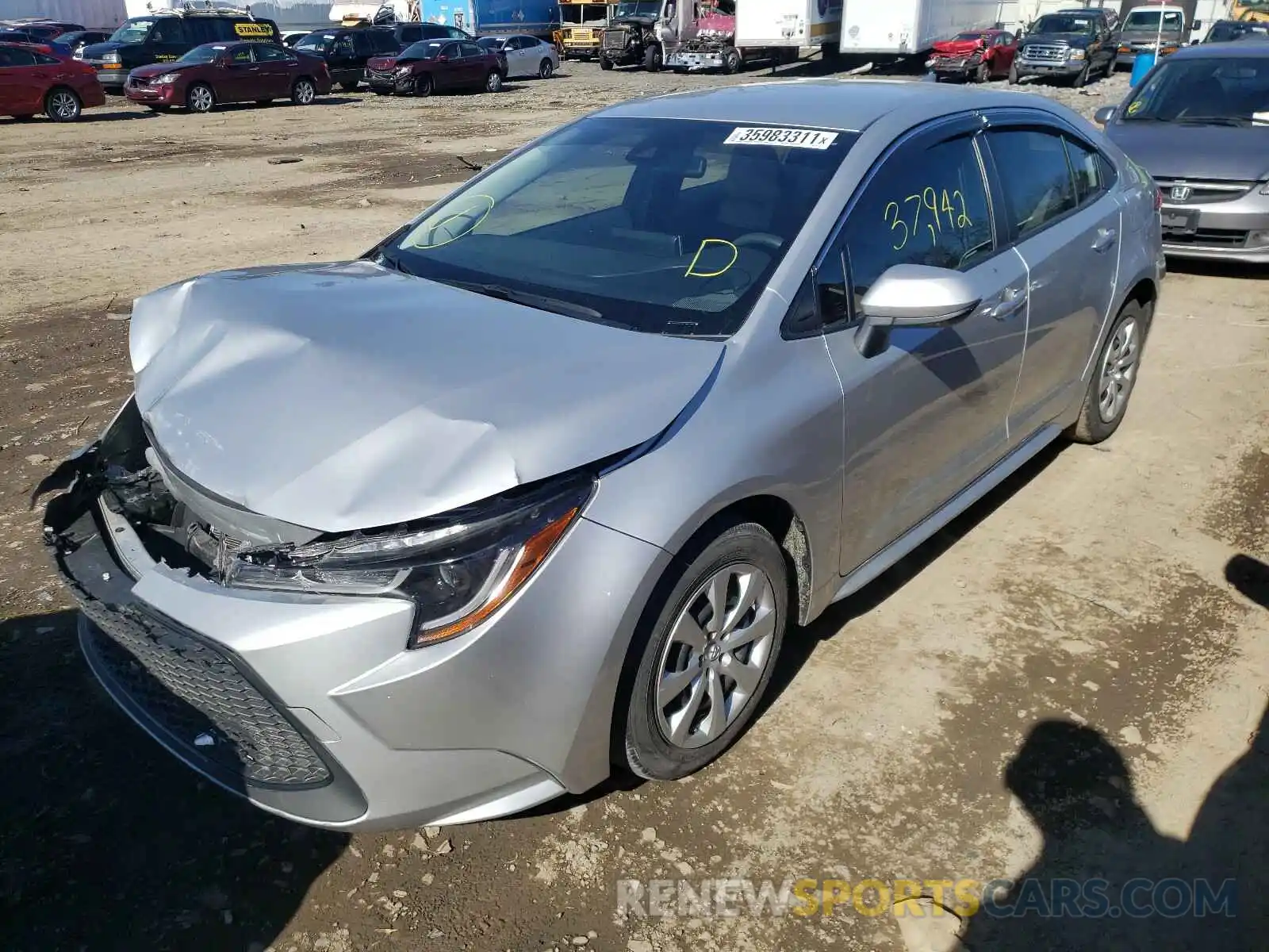 2 Photograph of a damaged car JTDEPRAE1LJ061887 TOYOTA COROLLA 2020