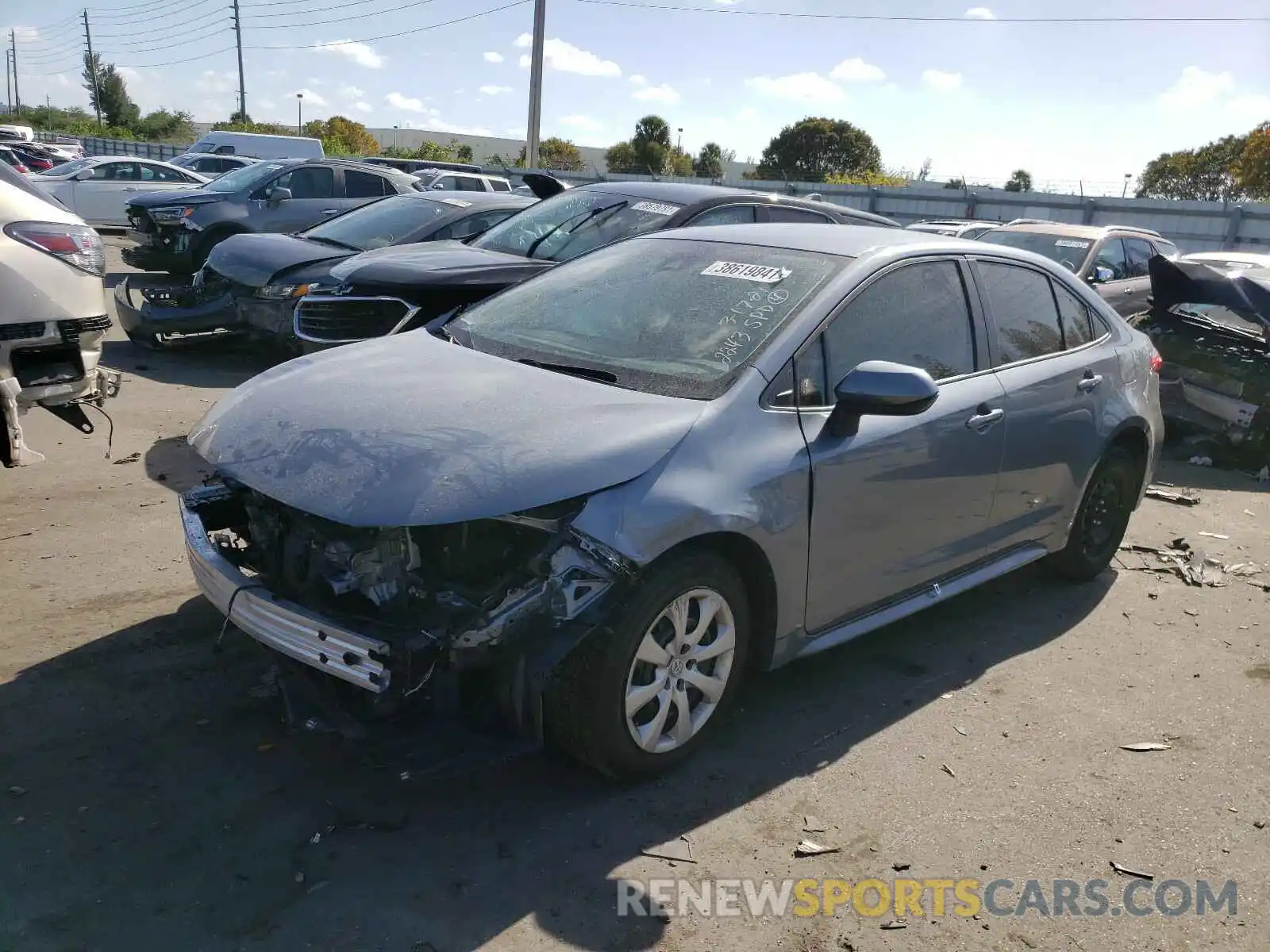 2 Photograph of a damaged car JTDEPRAE1LJ072243 TOYOTA COROLLA 2020