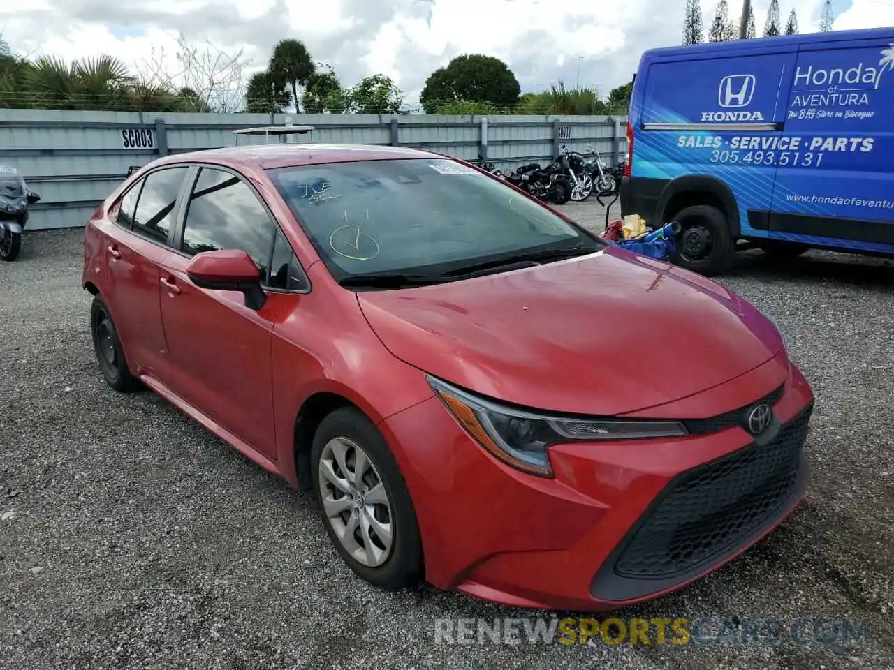 1 Photograph of a damaged car JTDEPRAE1LJ112191 TOYOTA COROLLA 2020