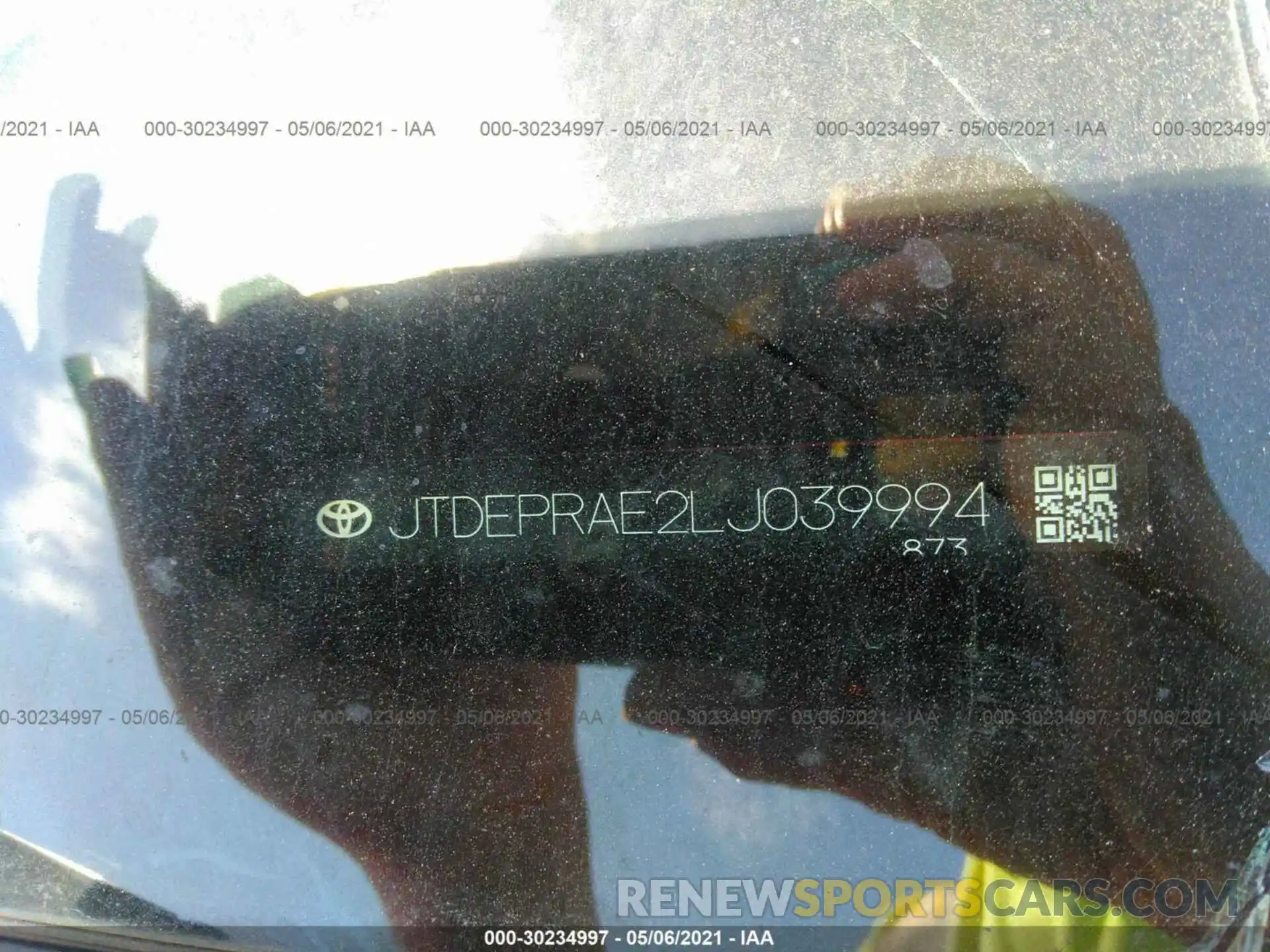 9 Photograph of a damaged car JTDEPRAE2LJ039994 TOYOTA COROLLA 2020