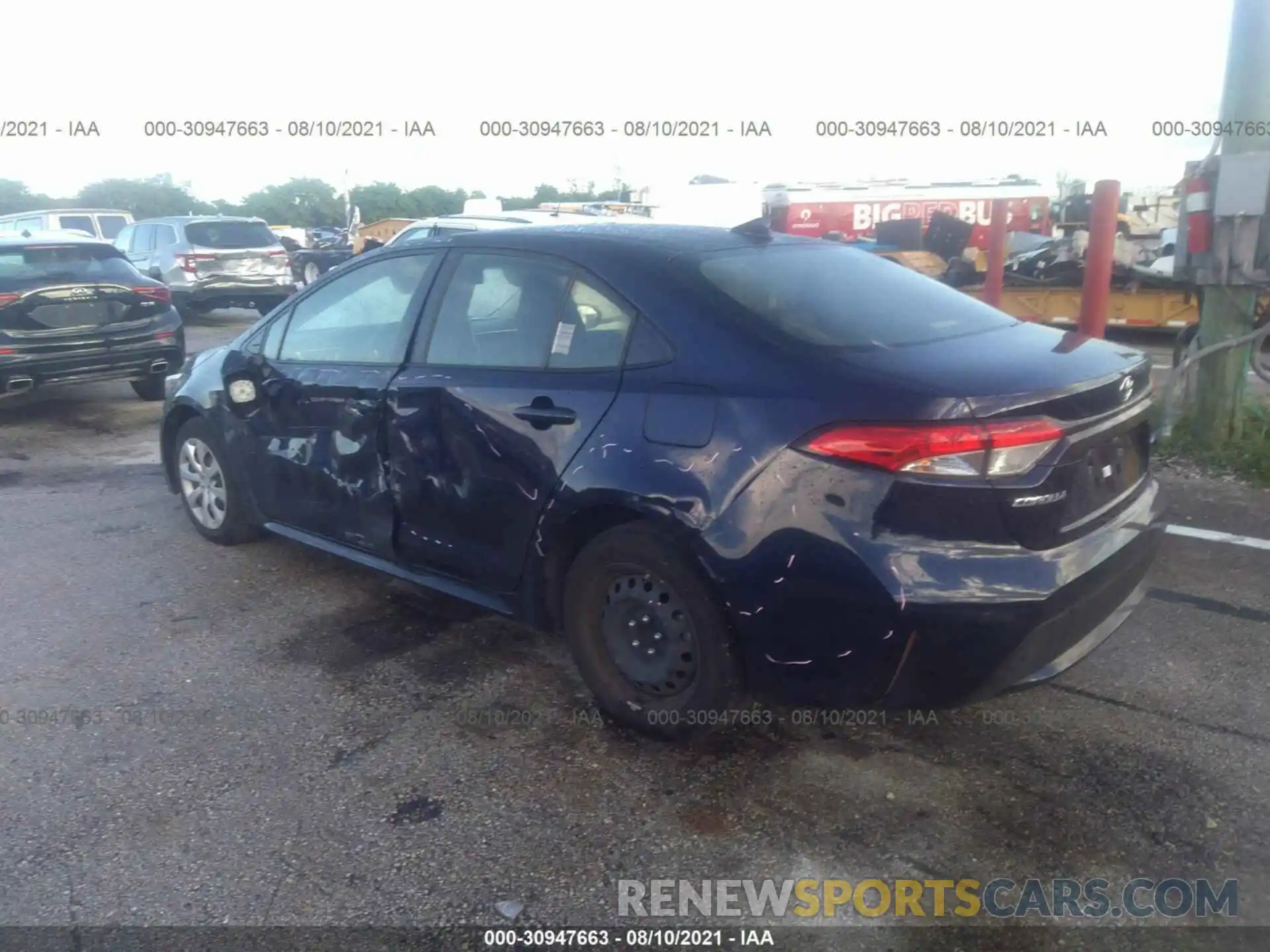 3 Photograph of a damaged car JTDEPRAE2LJ049165 TOYOTA COROLLA 2020