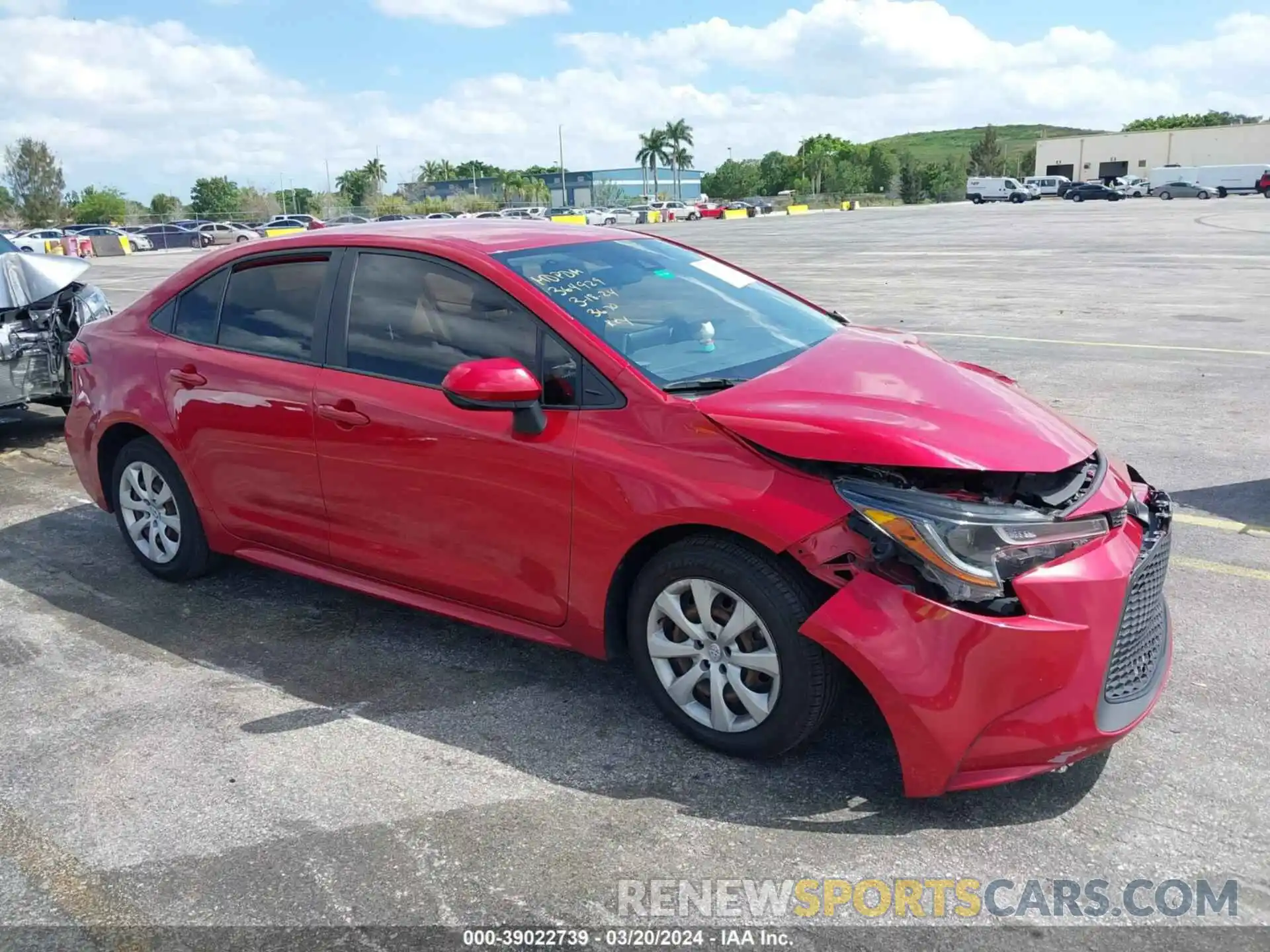 1 Photograph of a damaged car JTDEPRAE2LJ053670 TOYOTA COROLLA 2020