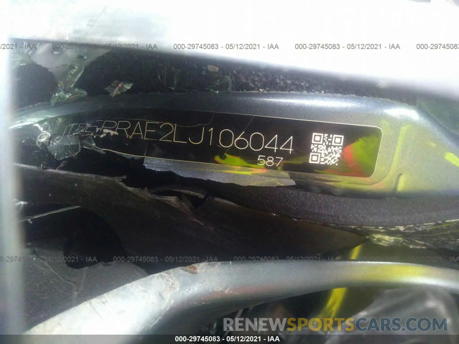 9 Photograph of a damaged car JTDEPRAE2LJ106044 TOYOTA COROLLA 2020