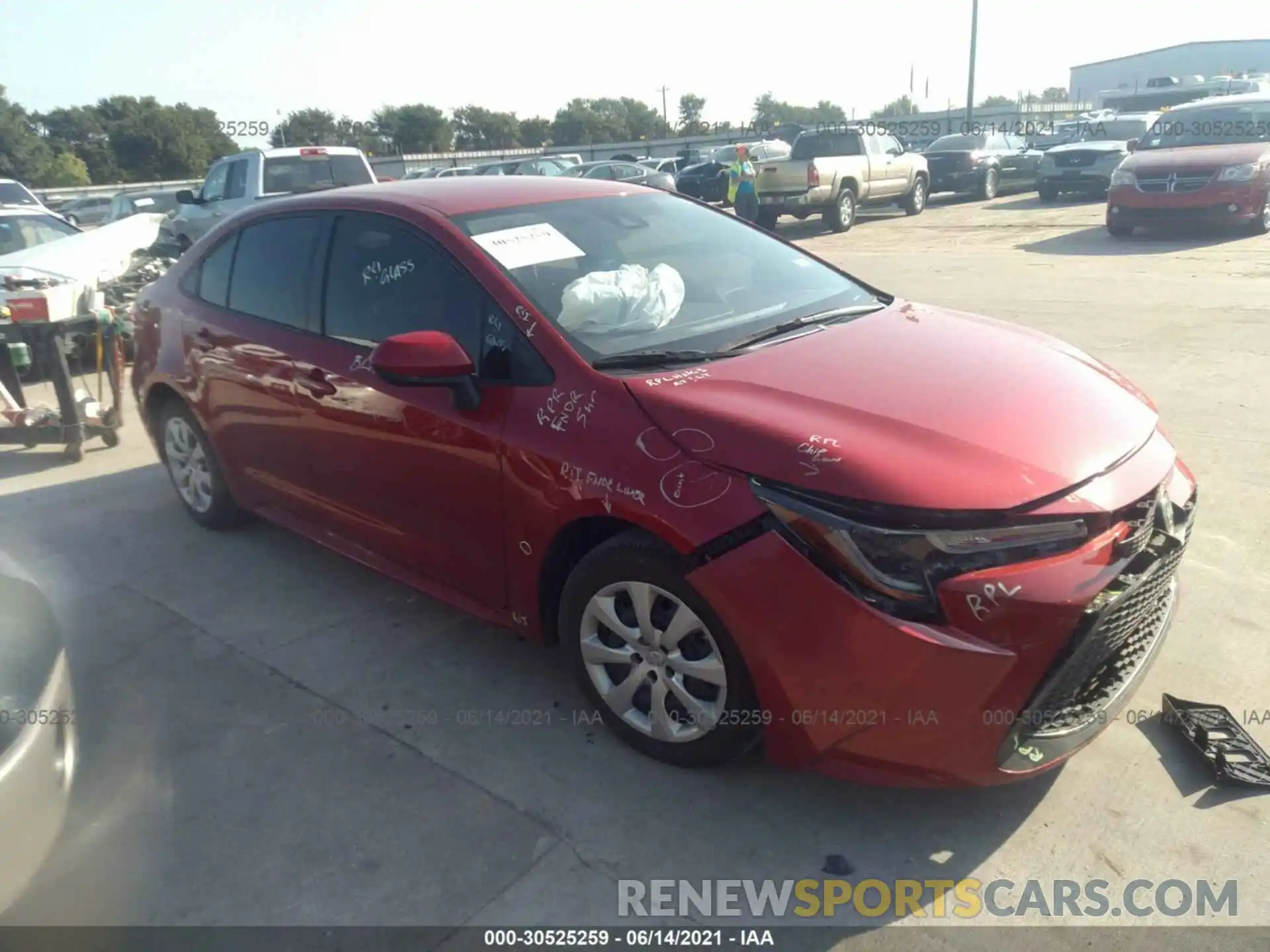 1 Photograph of a damaged car JTDEPRAE2LJ106383 TOYOTA COROLLA 2020