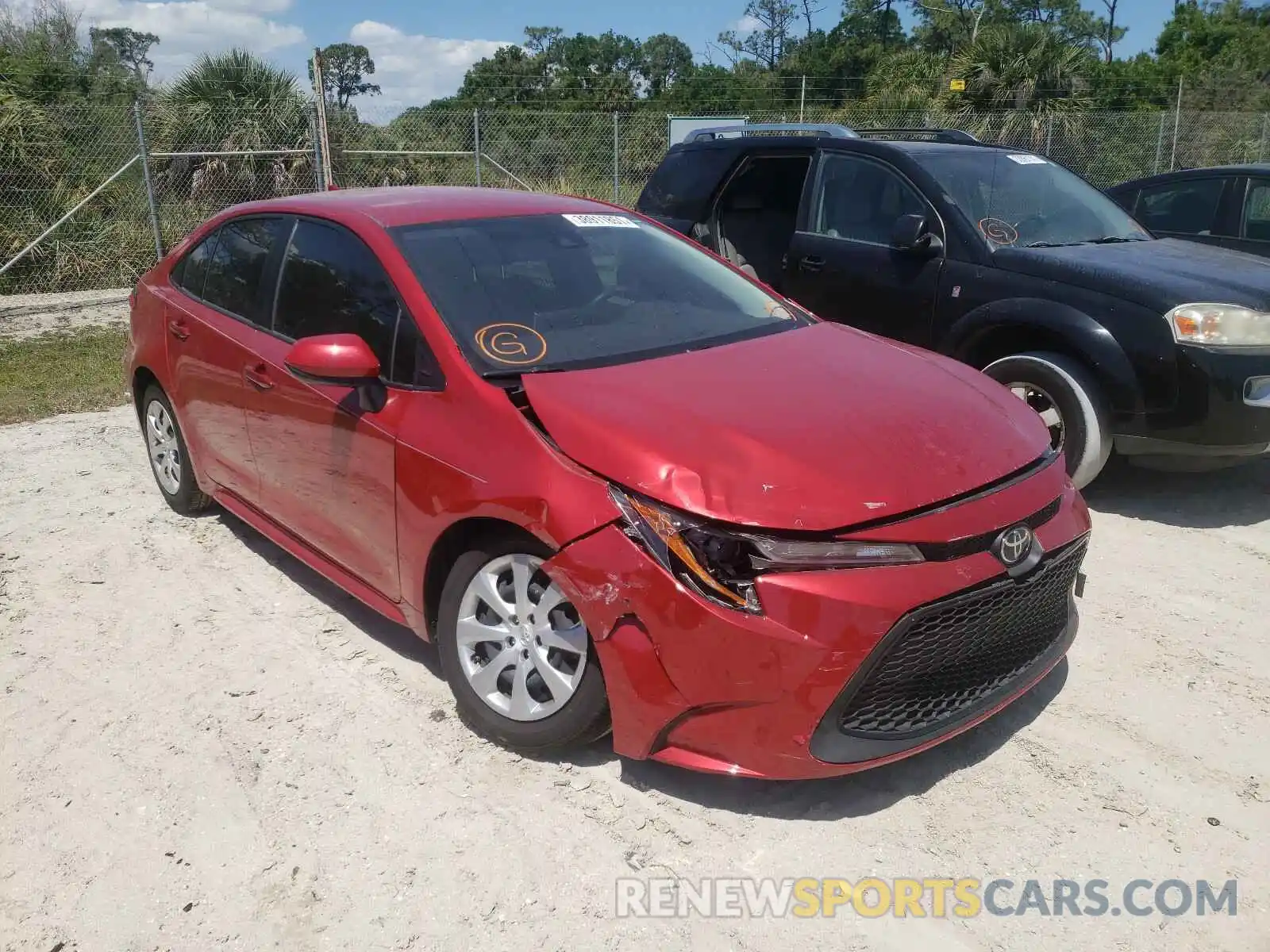 1 Photograph of a damaged car JTDEPRAE3LJ007555 TOYOTA COROLLA 2020