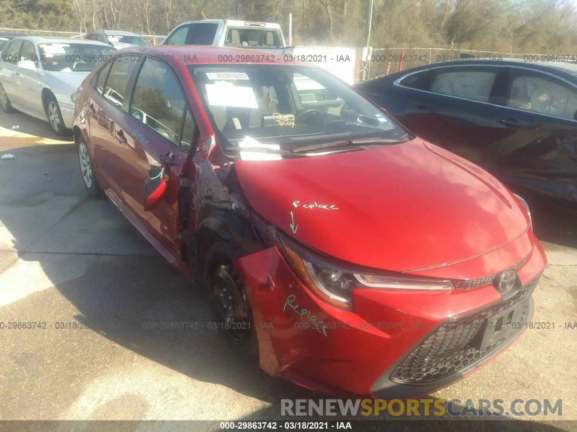 1 Photograph of a damaged car JTDEPRAE3LJ026820 TOYOTA COROLLA 2020