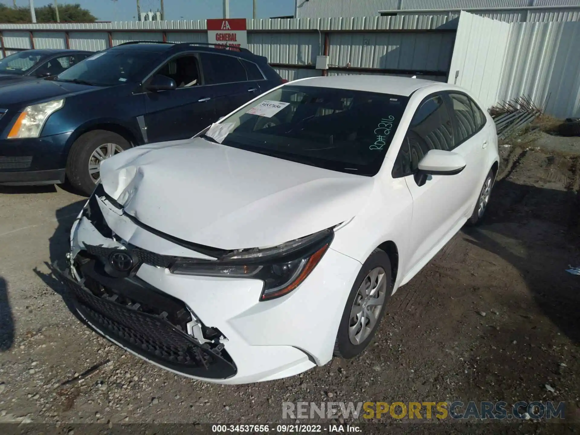 2 Photograph of a damaged car JTDEPRAE3LJ086600 TOYOTA COROLLA 2020