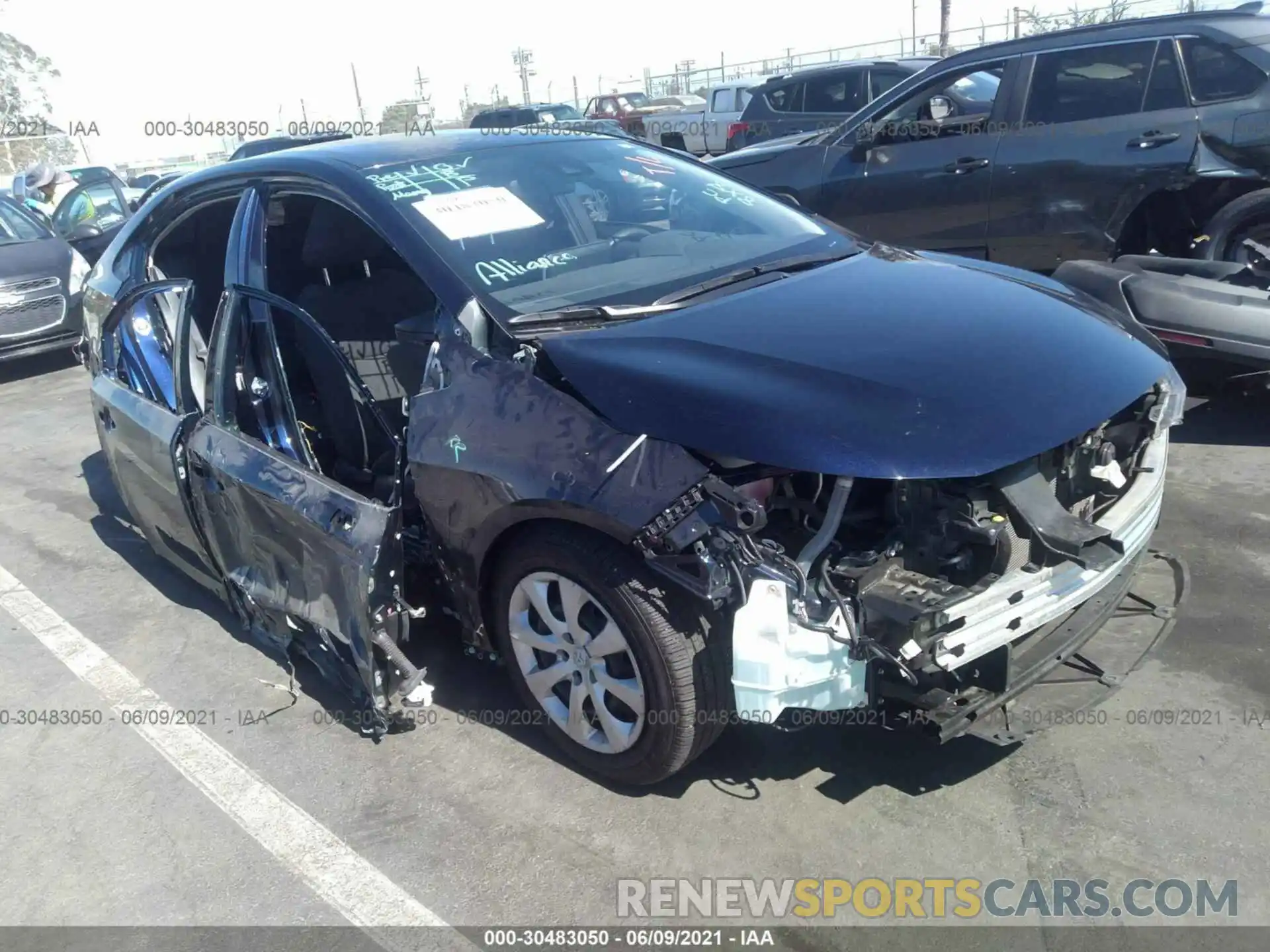 1 Photograph of a damaged car JTDEPRAE3LJ090632 TOYOTA COROLLA 2020