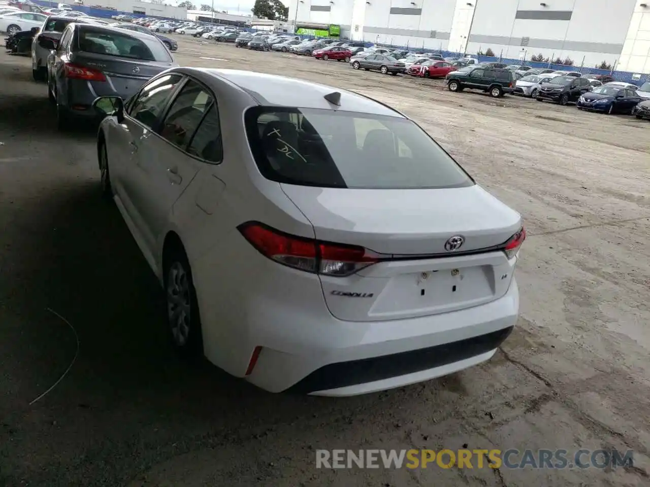 3 Photograph of a damaged car JTDEPRAE4LJ051340 TOYOTA COROLLA 2020