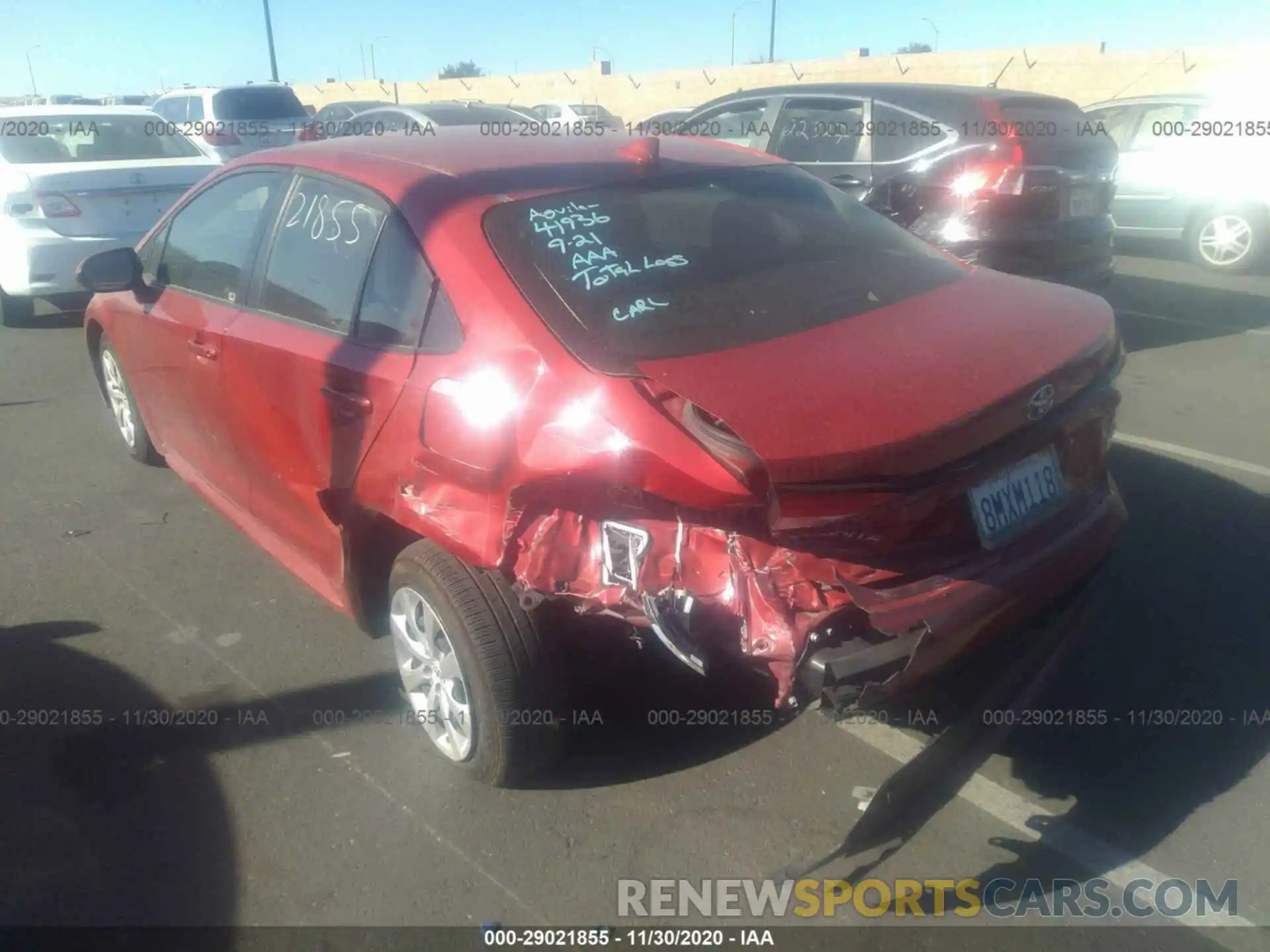 3 Photograph of a damaged car JTDEPRAE4LJ064766 TOYOTA COROLLA 2020