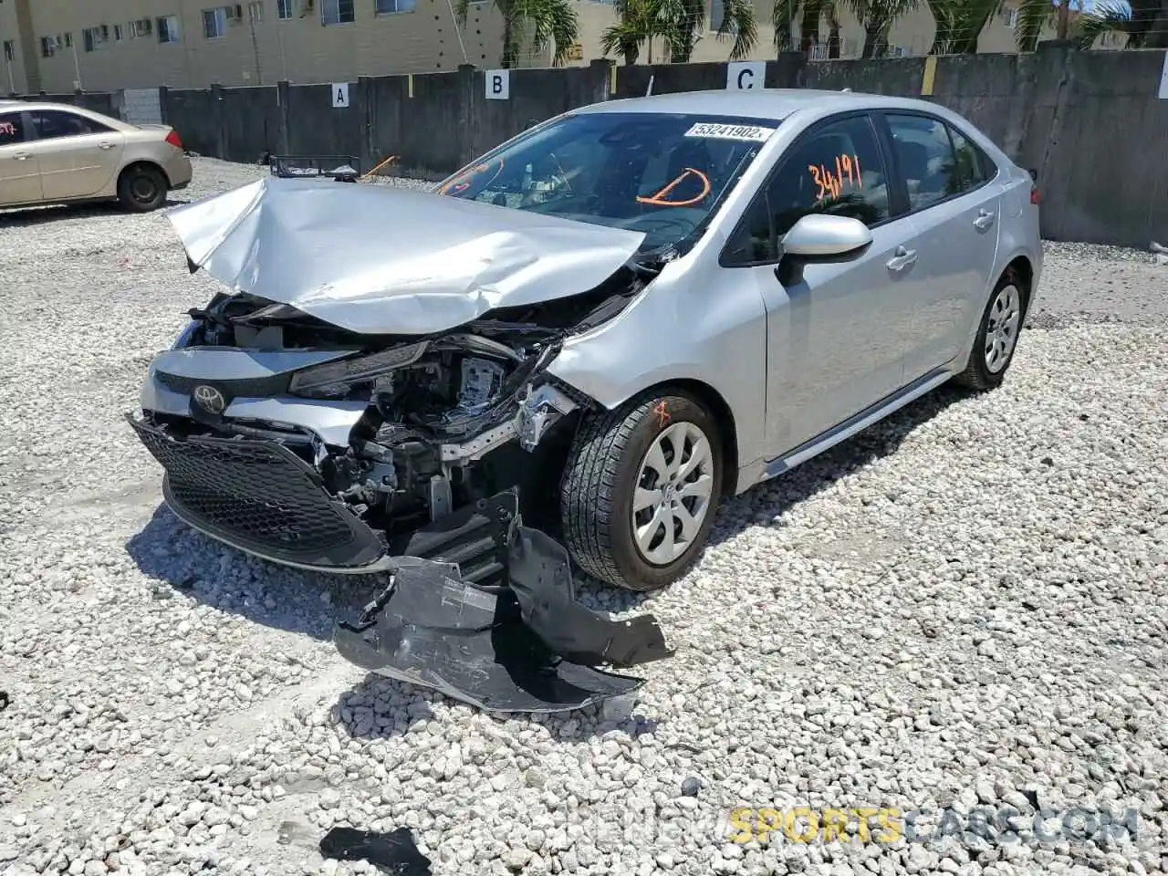 2 Photograph of a damaged car JTDEPRAE4LJ065741 TOYOTA COROLLA 2020