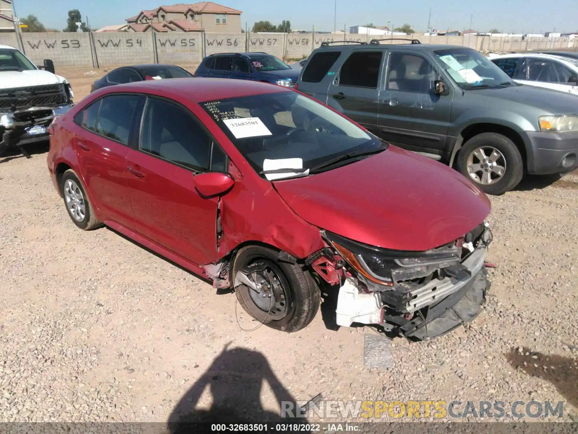 1 Photograph of a damaged car JTDEPRAE4LJ088372 TOYOTA COROLLA 2020