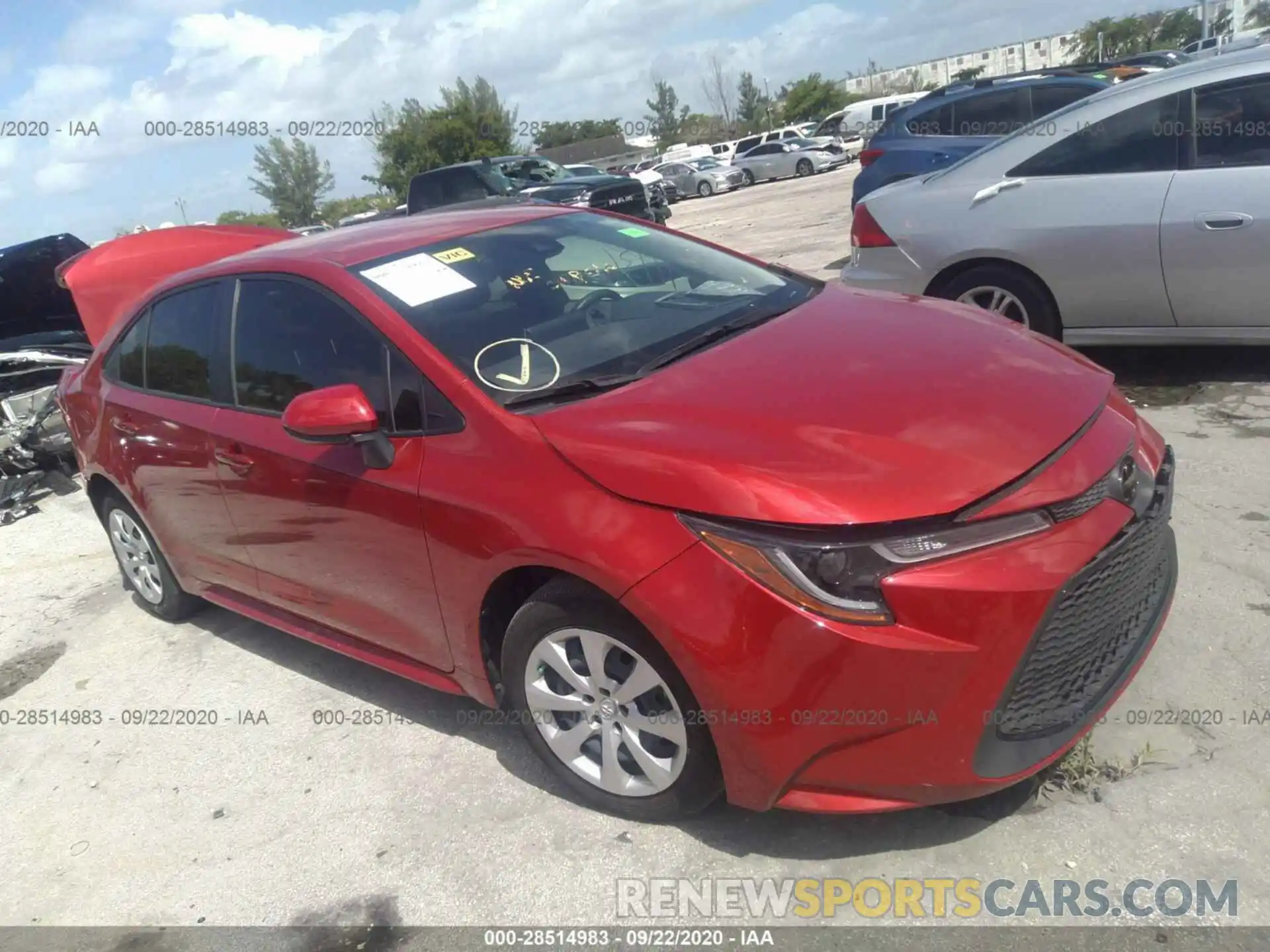 1 Photograph of a damaged car JTDEPRAE6LJ020512 TOYOTA COROLLA 2020